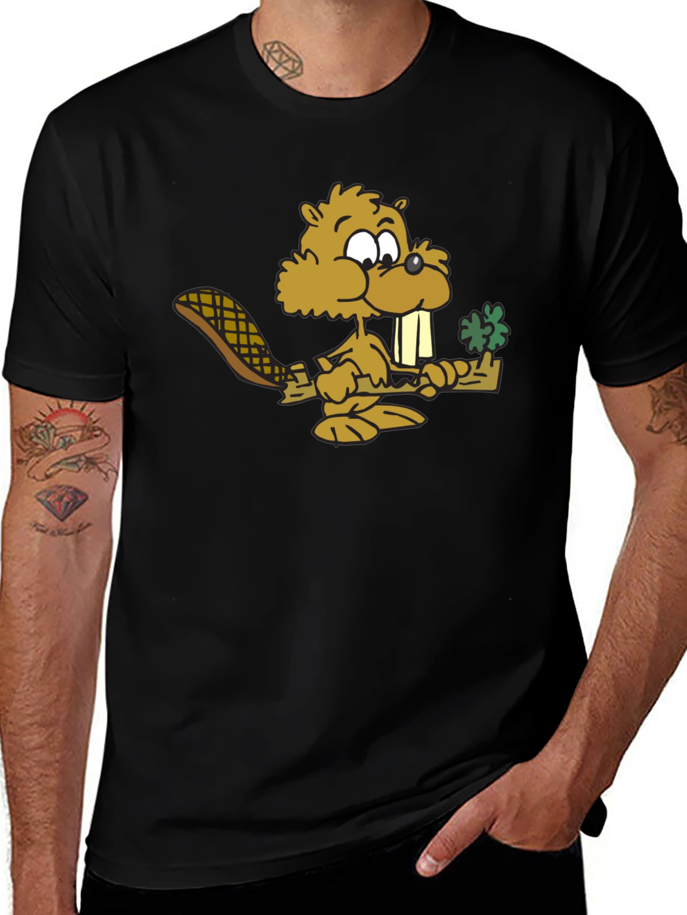 Variant 19 of Funny Beaver Cartoon Graphic T-Shirt