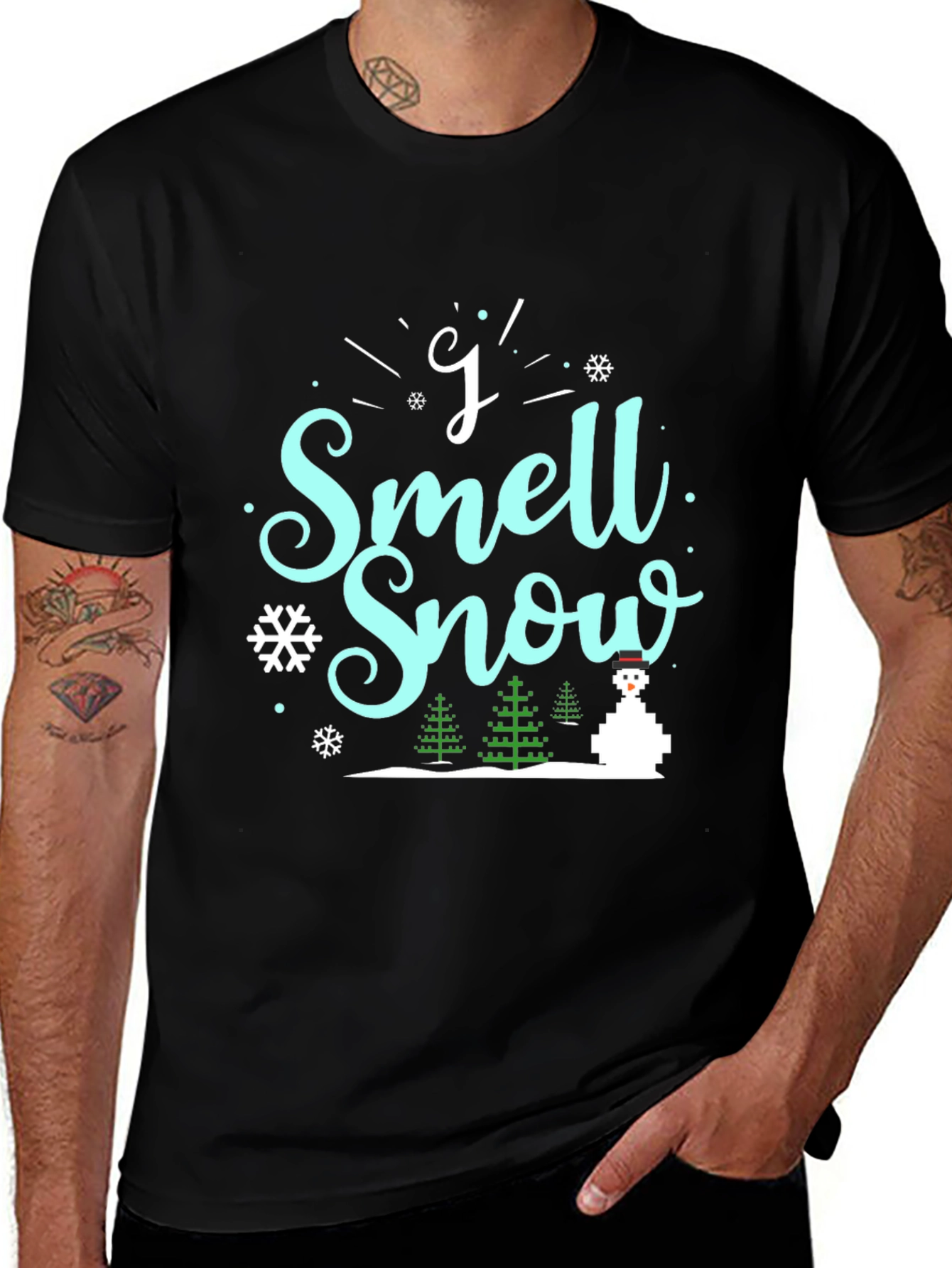 Variant 4 of I Smell Snow Black T-Shirt Winter Holiday Top