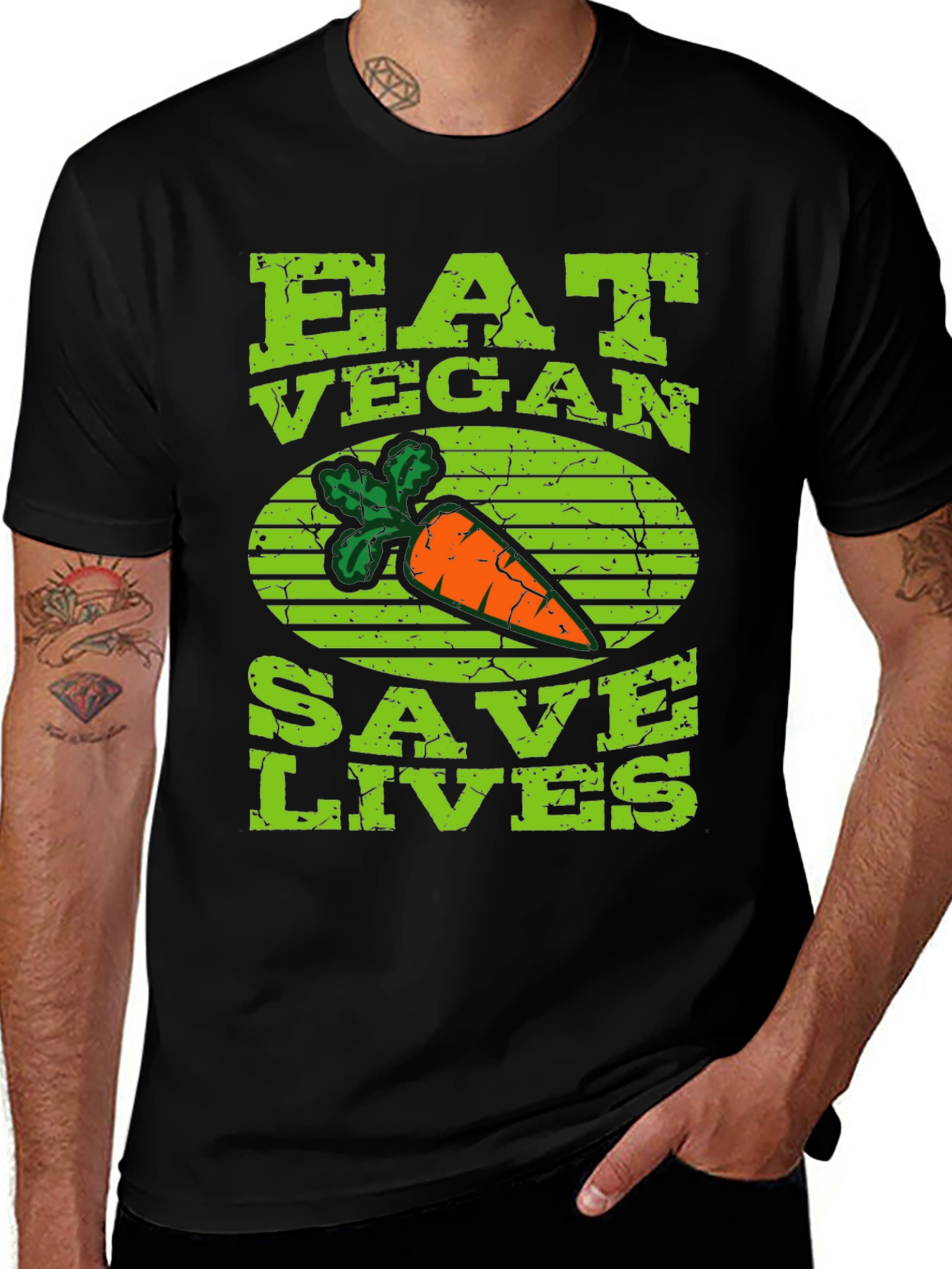 Variant 11 of Eat Vegan Save Lives T-Shirt Carrot Graphic