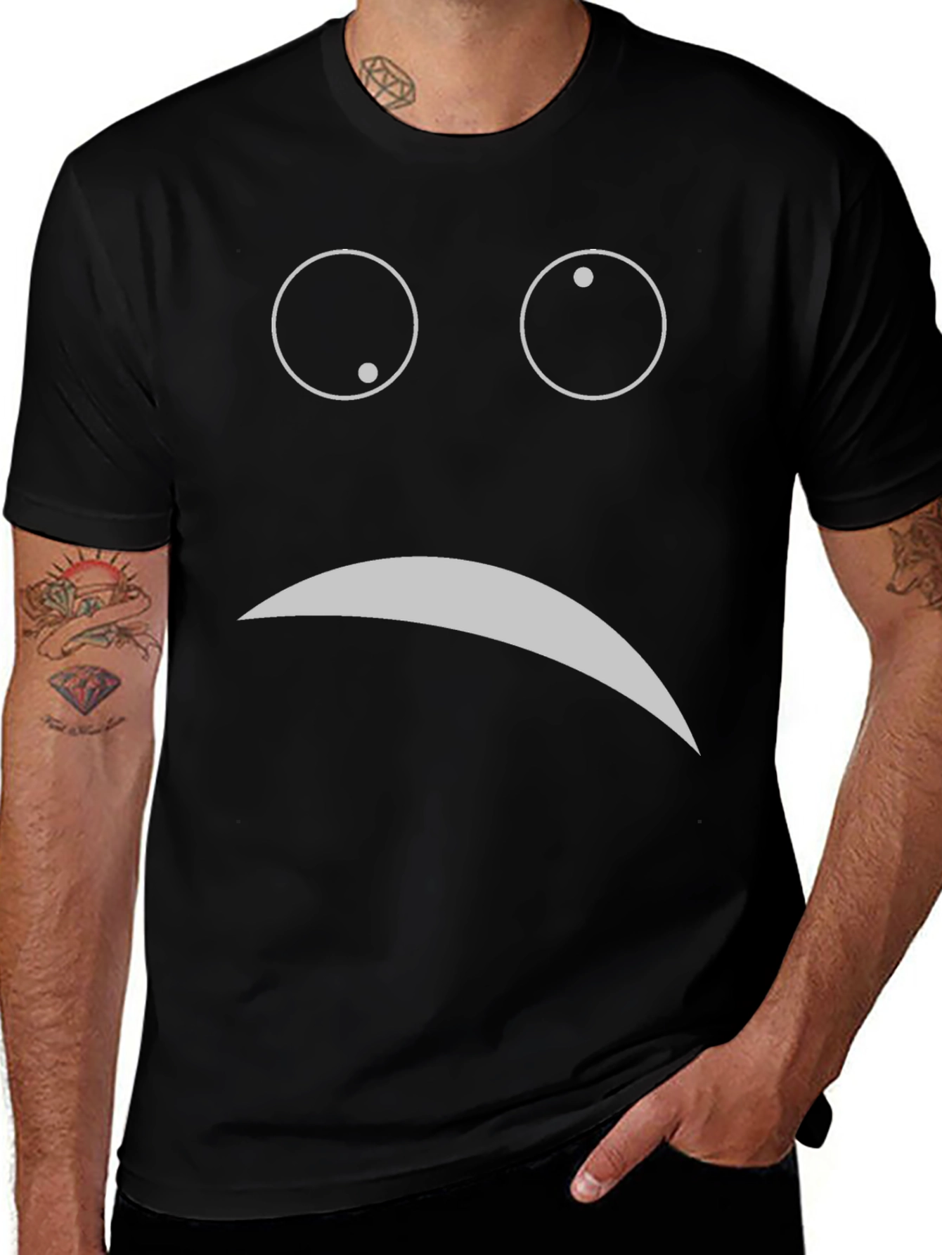 Variant 17 of Sad Face Graphic Black T-Shirt