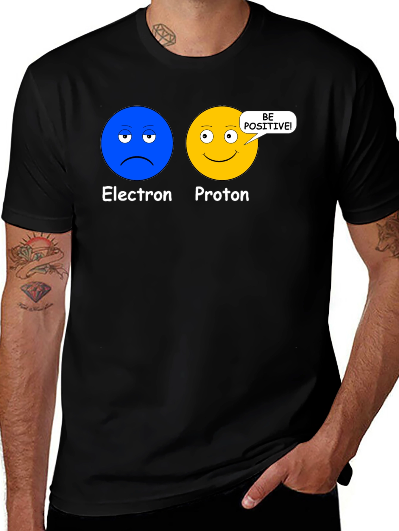 Variant 19 of Electron Proton Be Positive Science T-Shirt