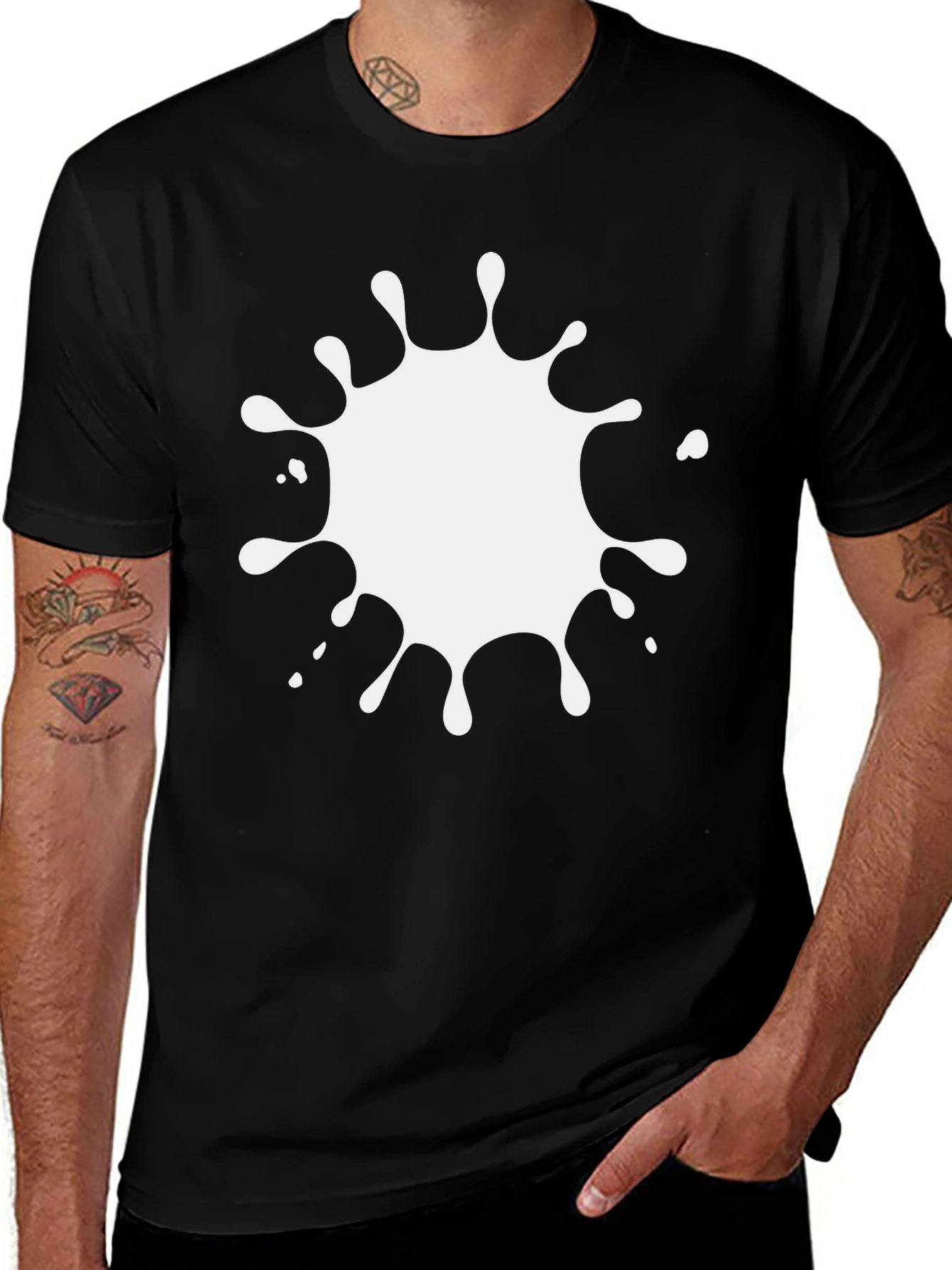 Variant 8 of Black T-Shirt with White Splatter Graphic