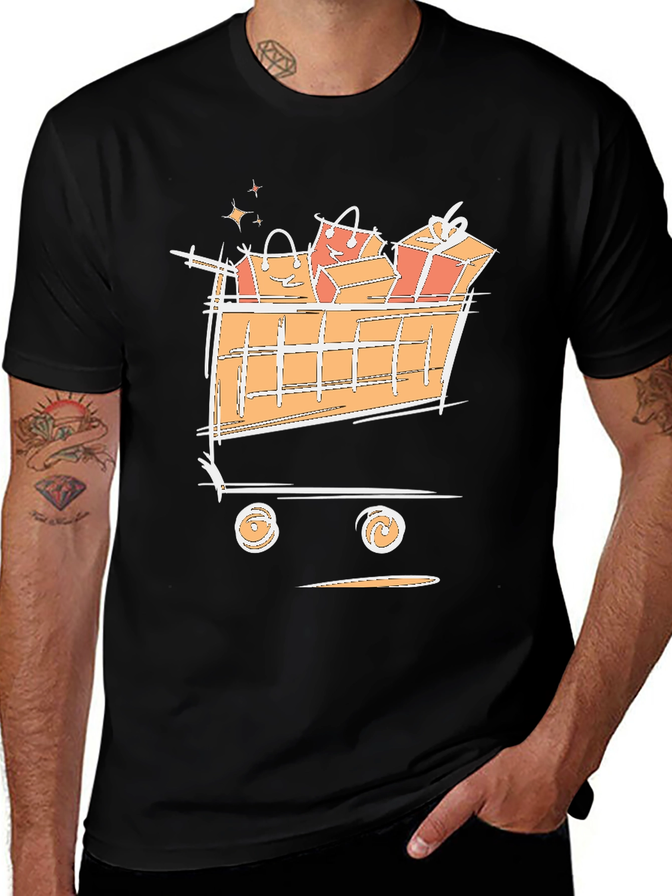 Variant 30 of Shopping Cart Graphic Tee - Black Cotton T-Shirt