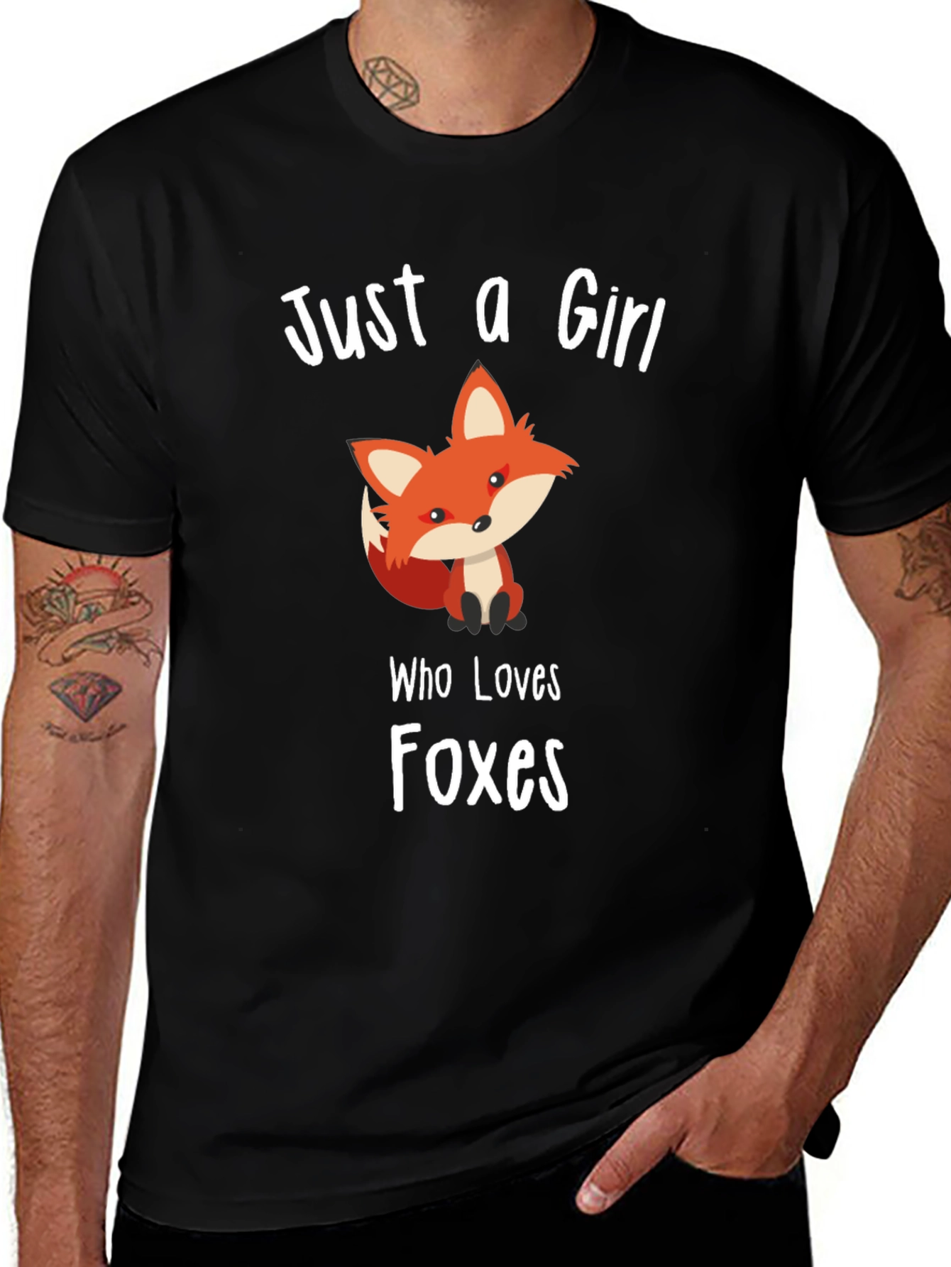 Variant 23 of Just a Girl Who Loves Foxes Black T-Shirt