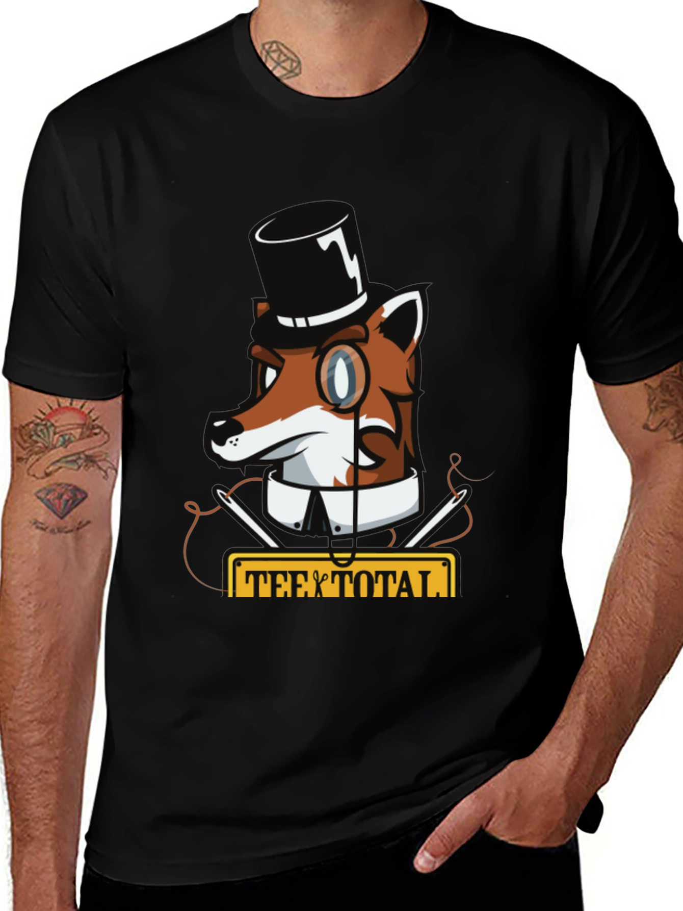 Variant 28 of Tee Total Black T-Shirt with Fox Graphic