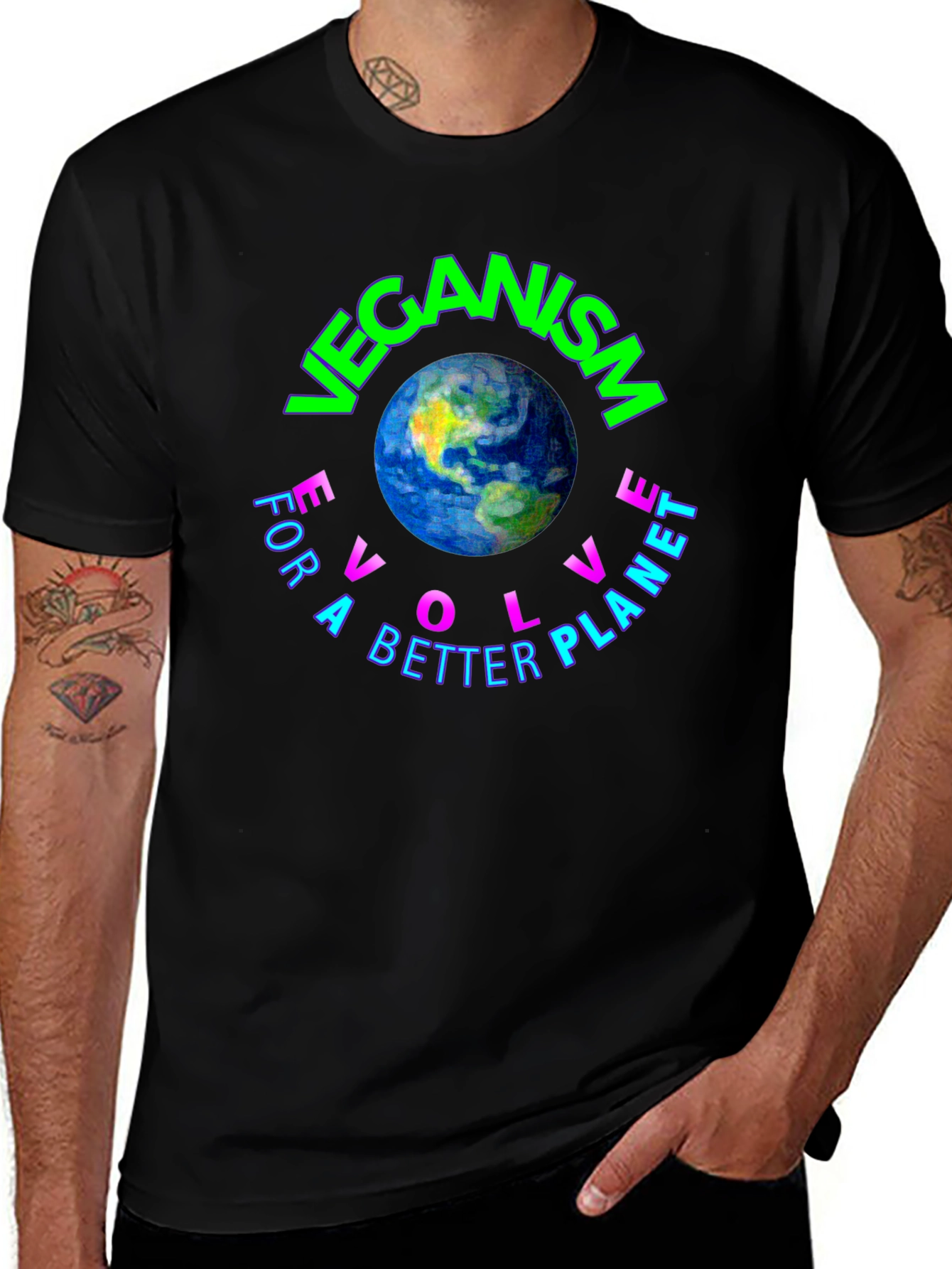 Variant 27 of Veganism Evolve Earth Graphic Tee - Unisex