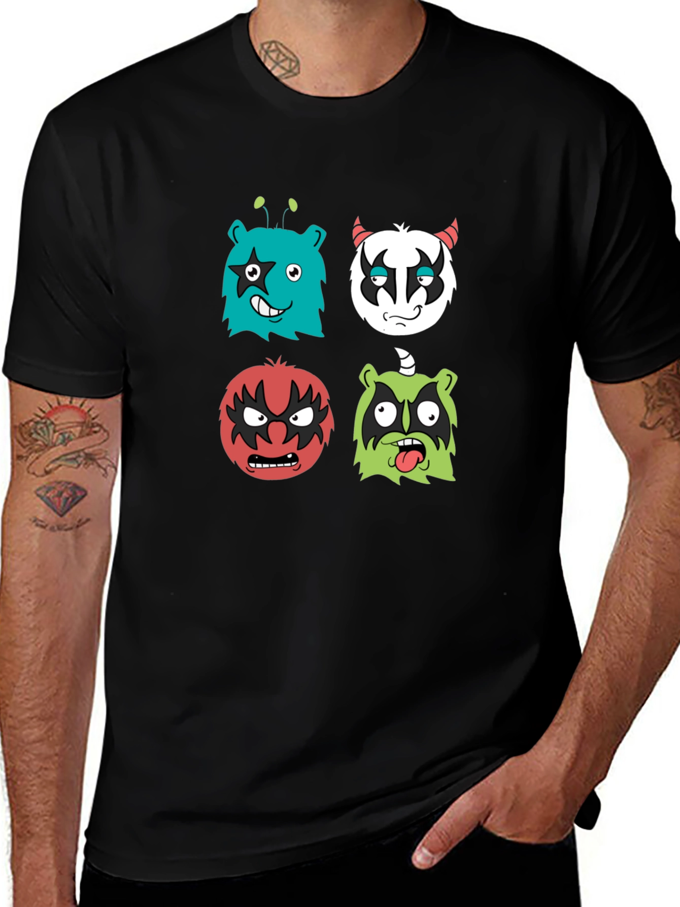 Variant 27 of Monster Faces Graphic Tee - Cool Creature T-Shirt