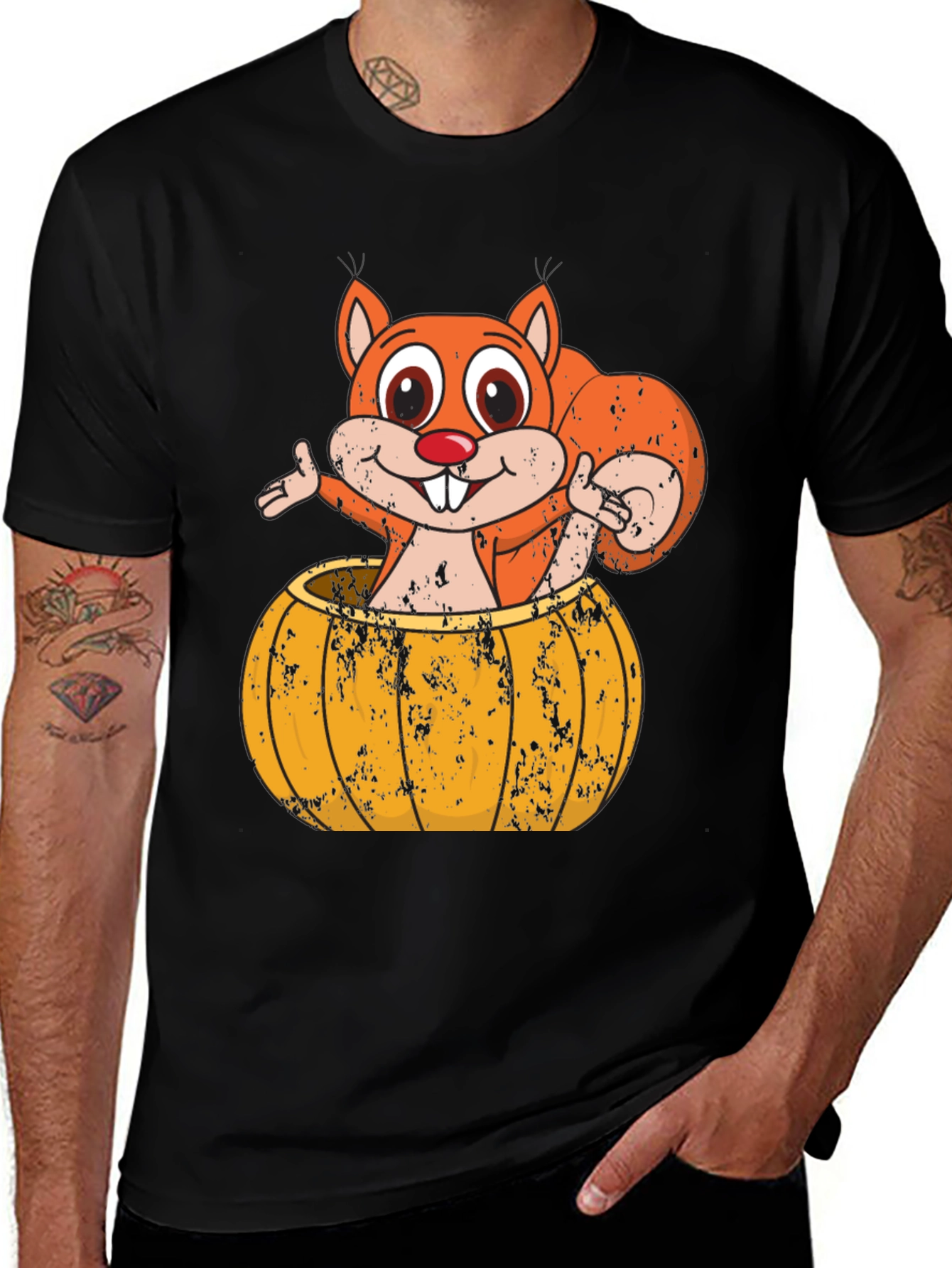 Variant 18 of Squirrel Pumpkin T-Shirt - Fall Harvest Graphic Tee