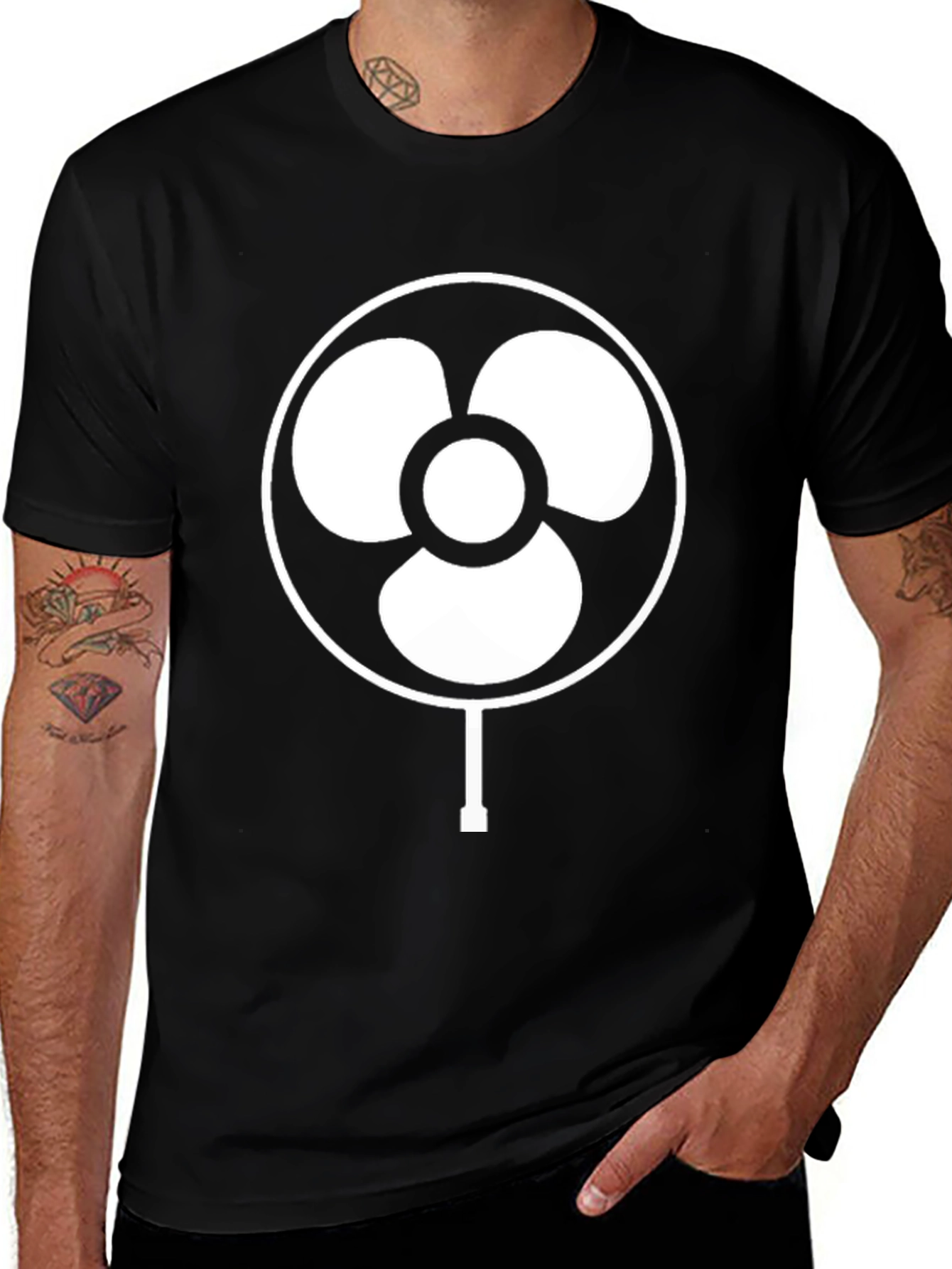 Variant 2 of Retro Fan Graphic Tee - Cool Black T-Shirt