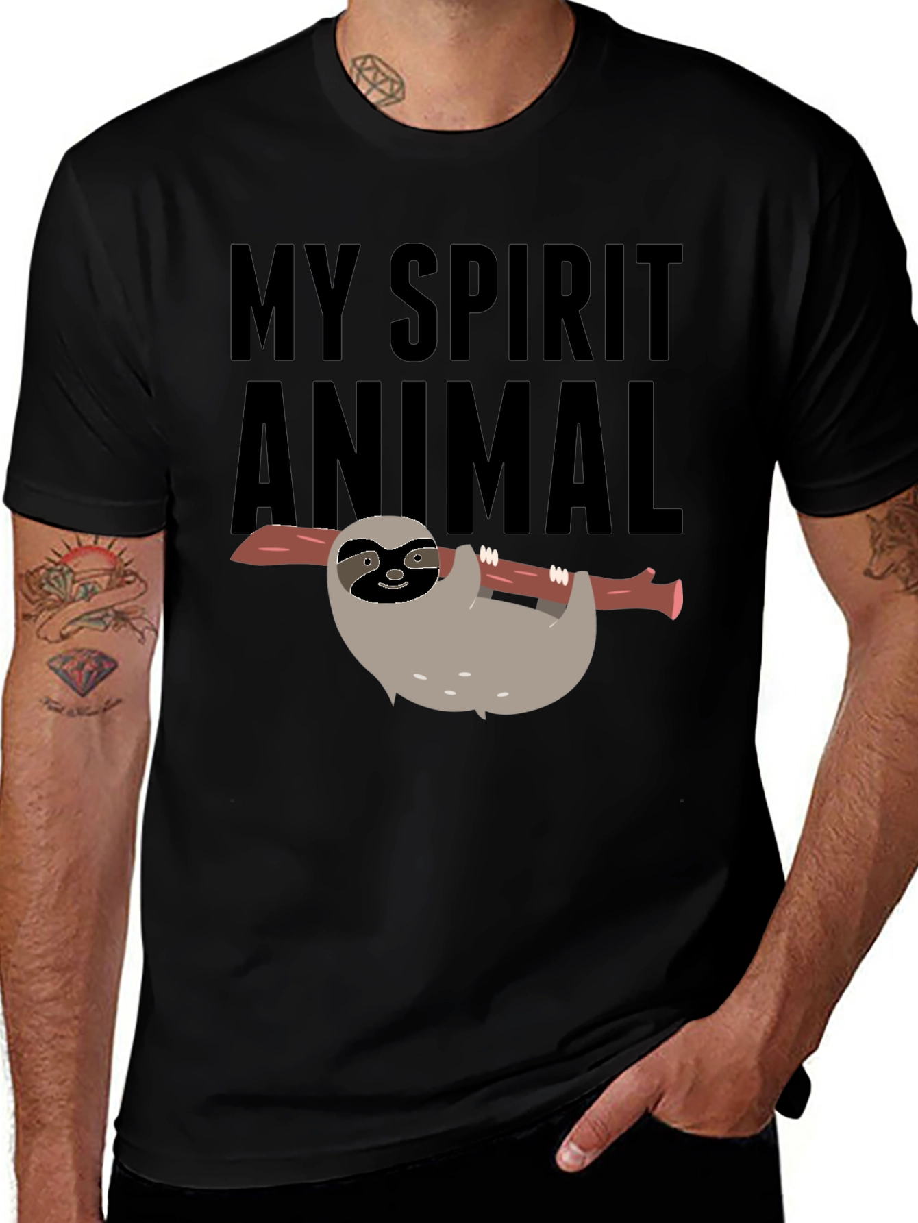 Variant 10 of My Spirit Animal Sloth Graphic Tee - Black