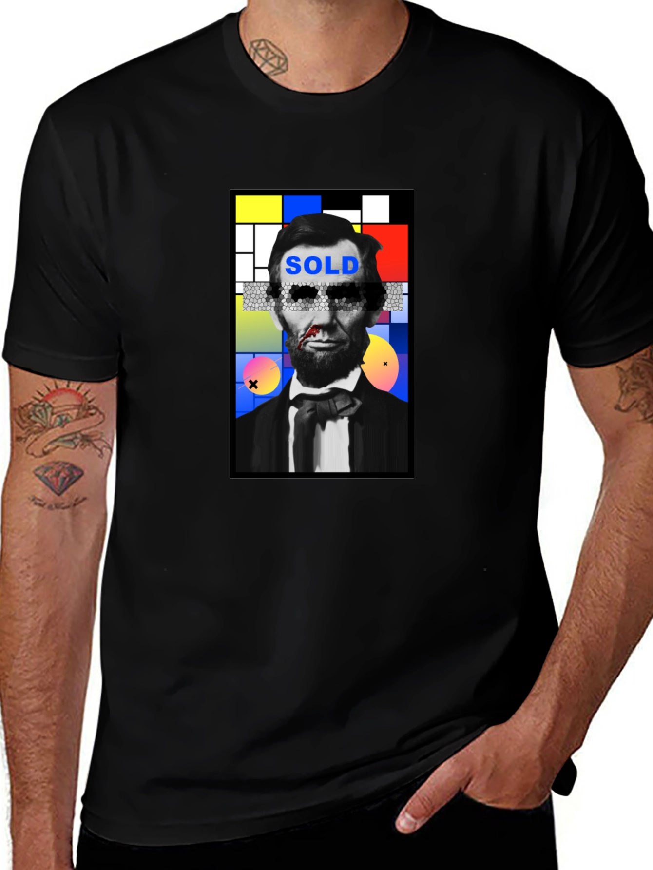 Variant 11 of Abstract Lincoln Graphic Print Black T-Shirt