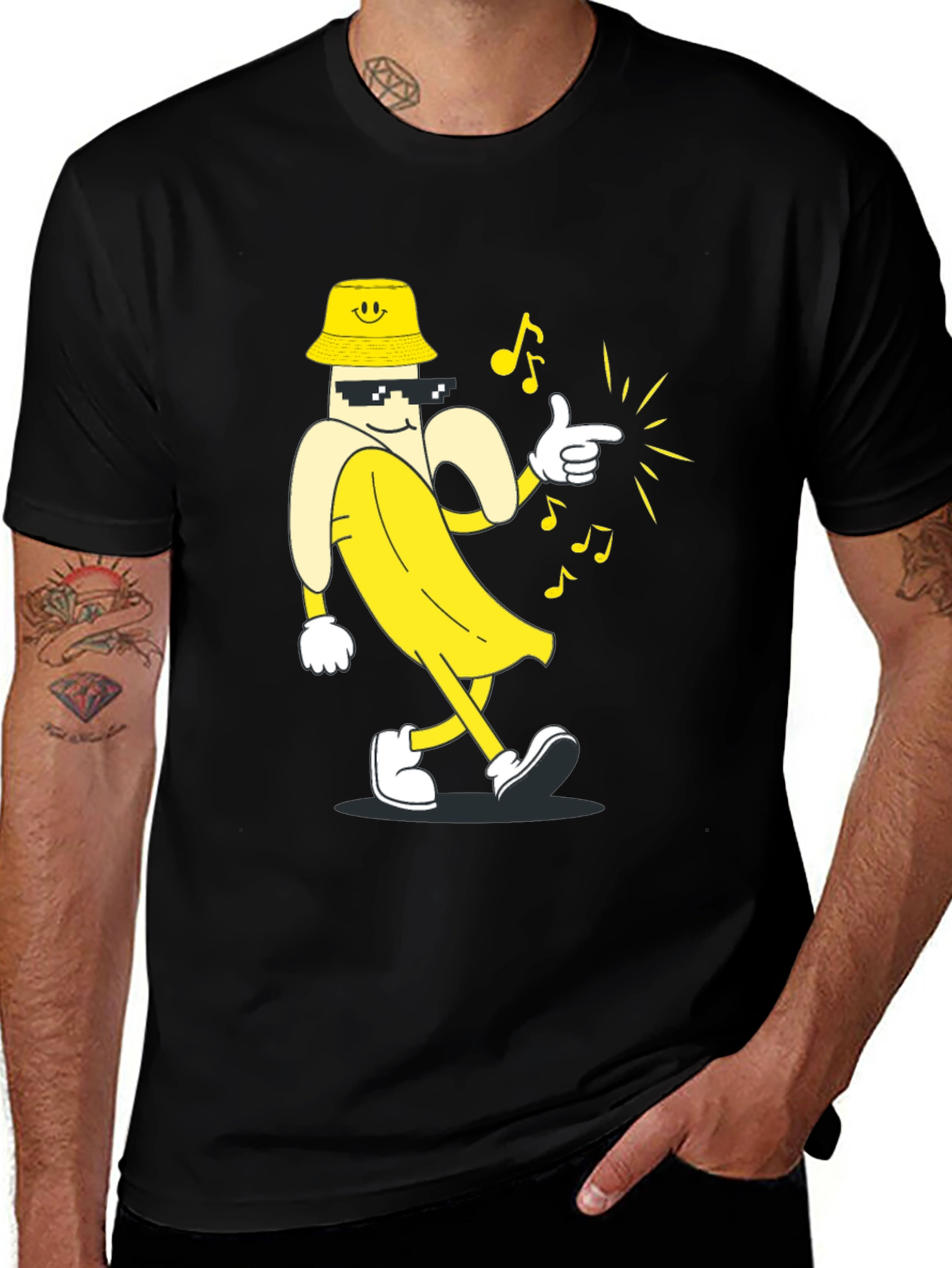 Variant 12 of Cool Banana T-Shirt - Black, Cartoon Graphic
