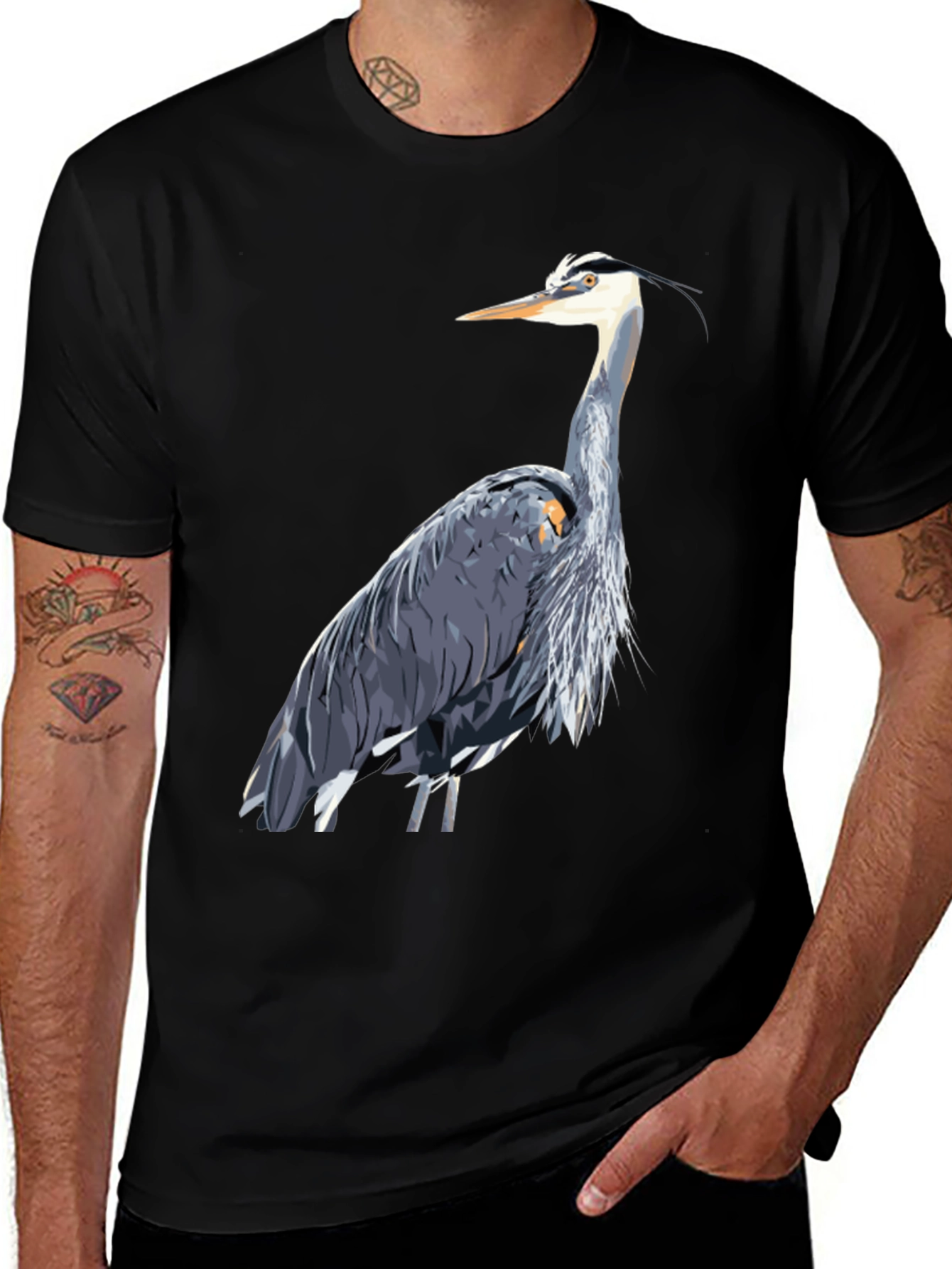 Variant 4 of Heron Graphic Tee - Stylish Bird Lover T-Shirt