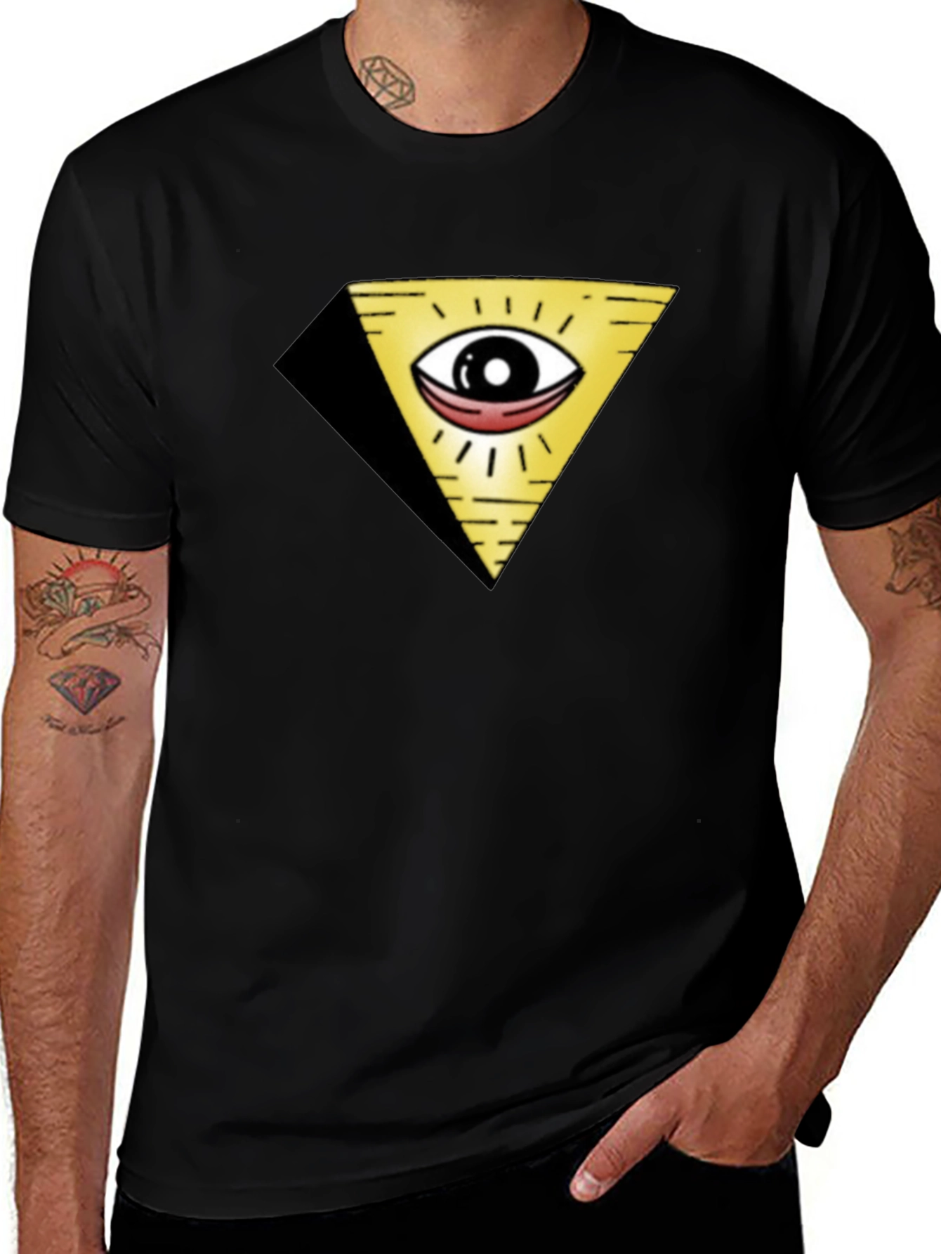 Variant 4 of Illuminati Eye Pyramid Graphic Black T-Shirt