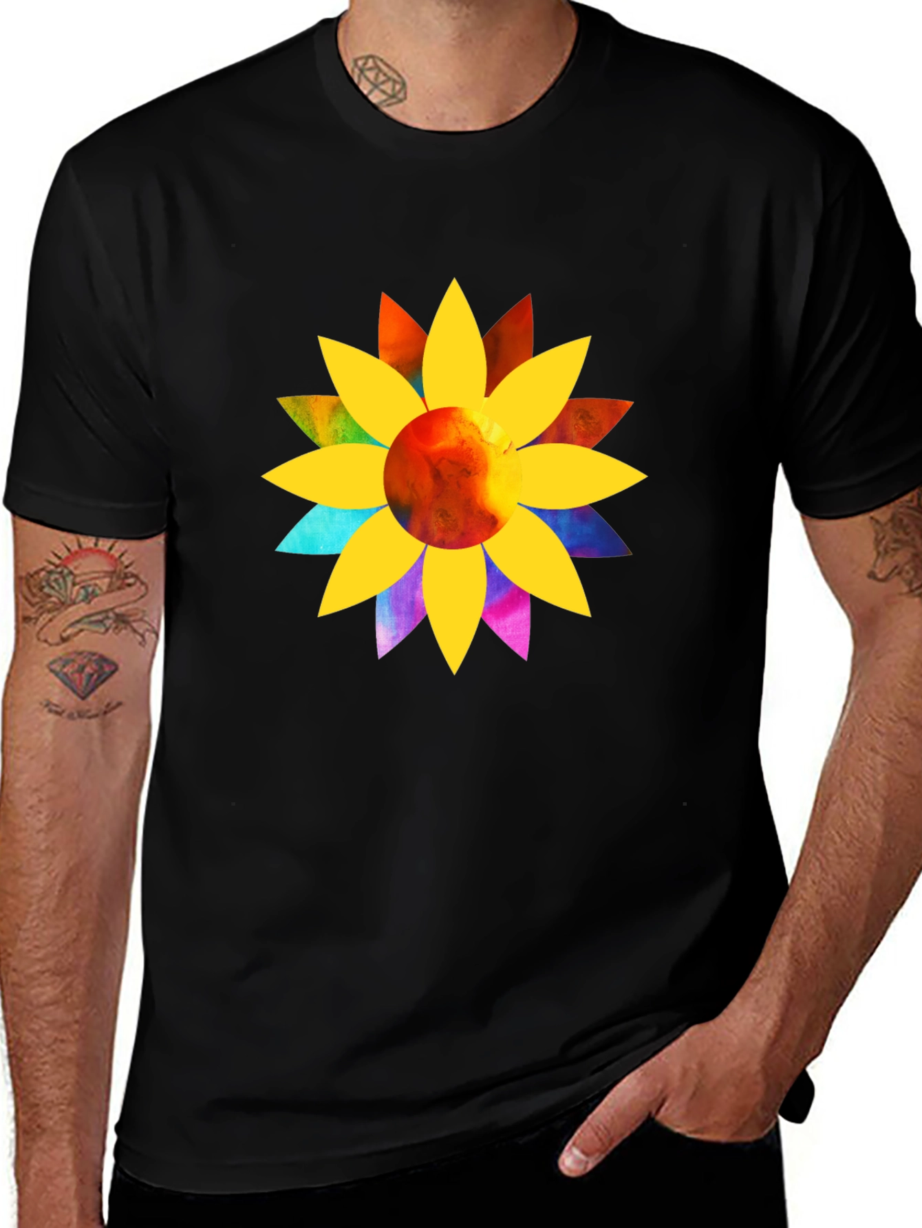 Variant 17 of Sunflower Graphic Black T-Shirt