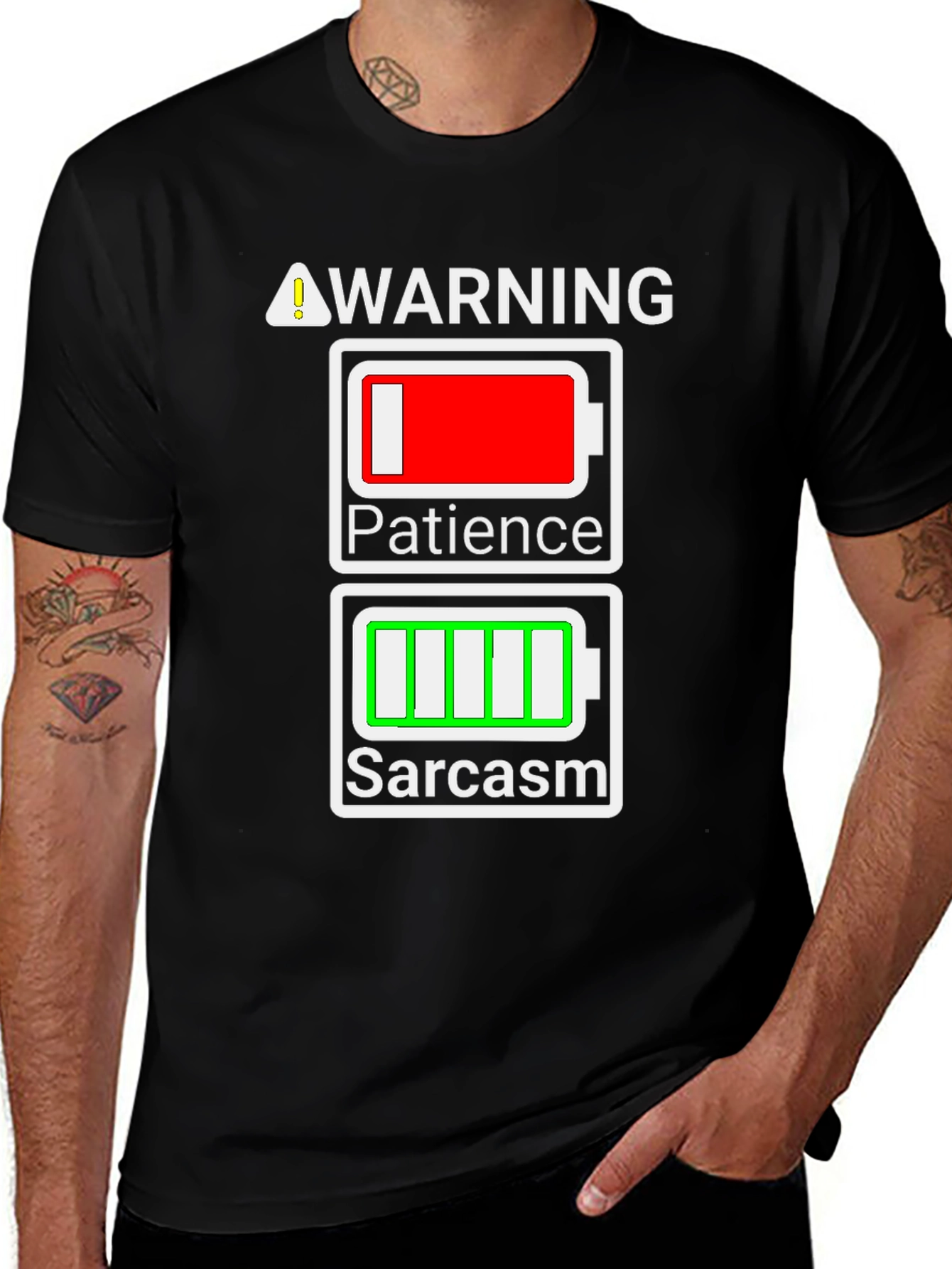 Warning Sarcasm Battery T-Shirt