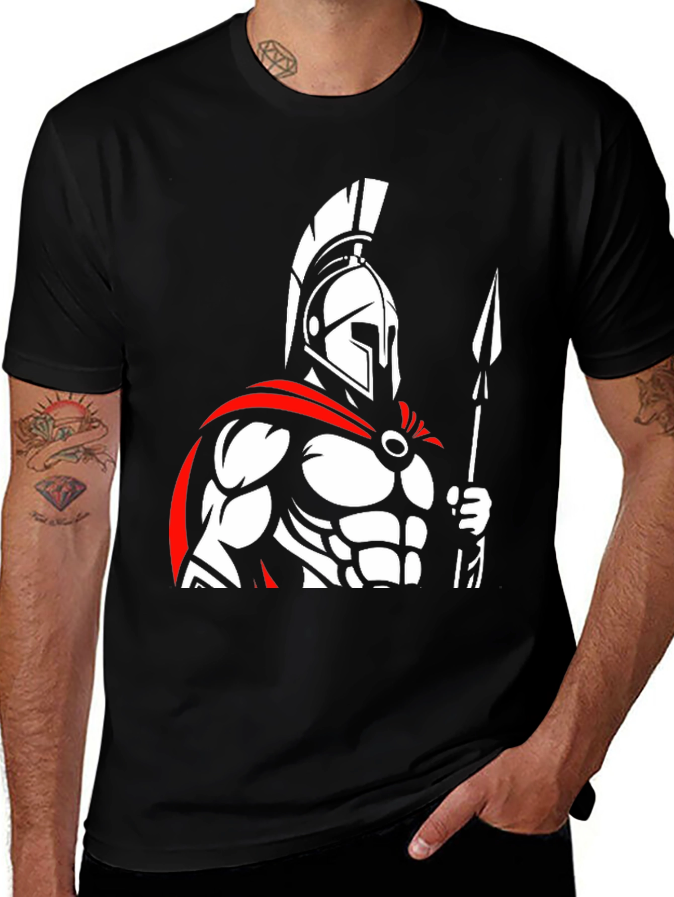 Spartan Warrior Graphic T-Shirt - Black