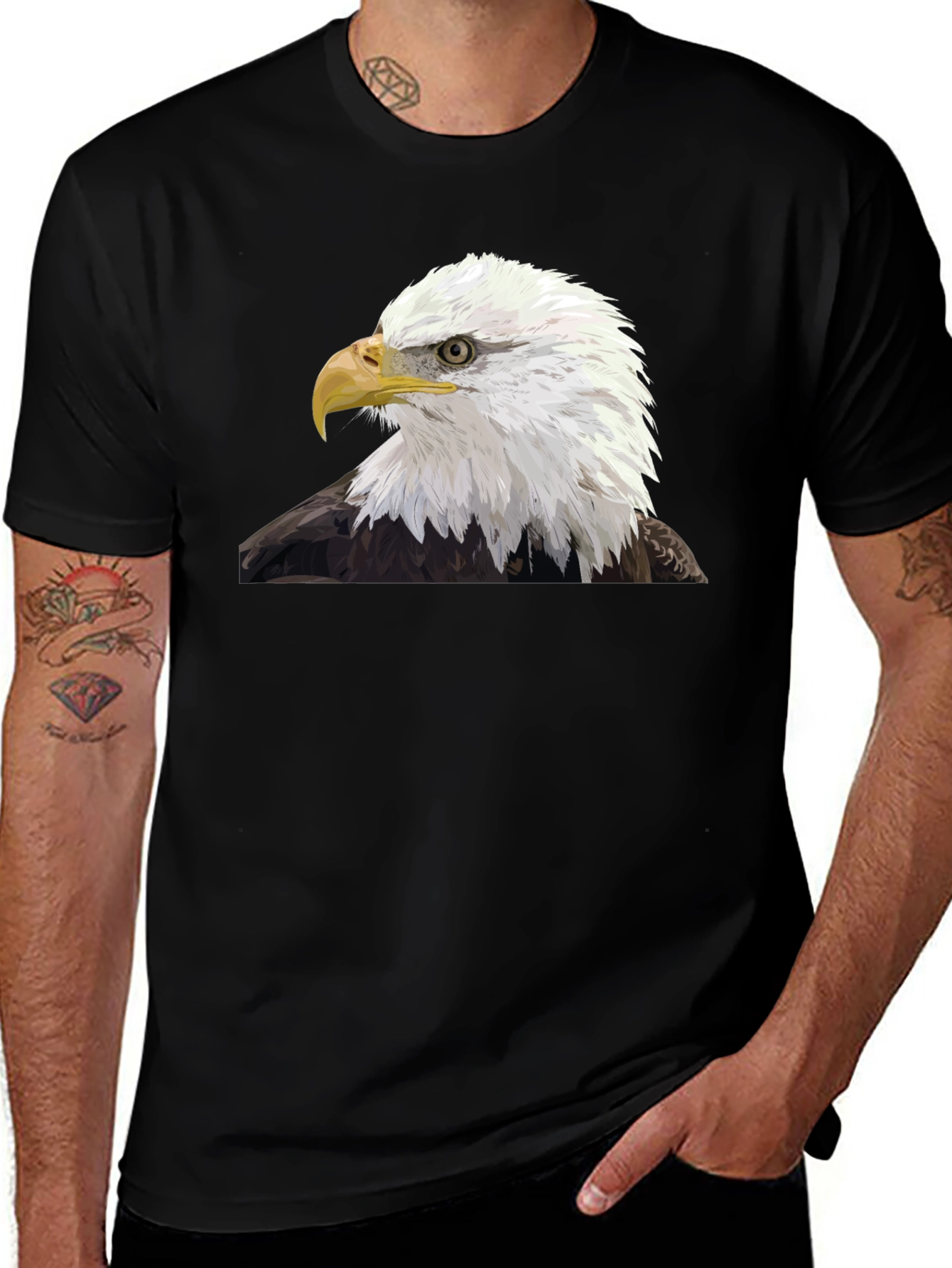 Variant 6 of Bald Eagle Graphic T-Shirt - Black