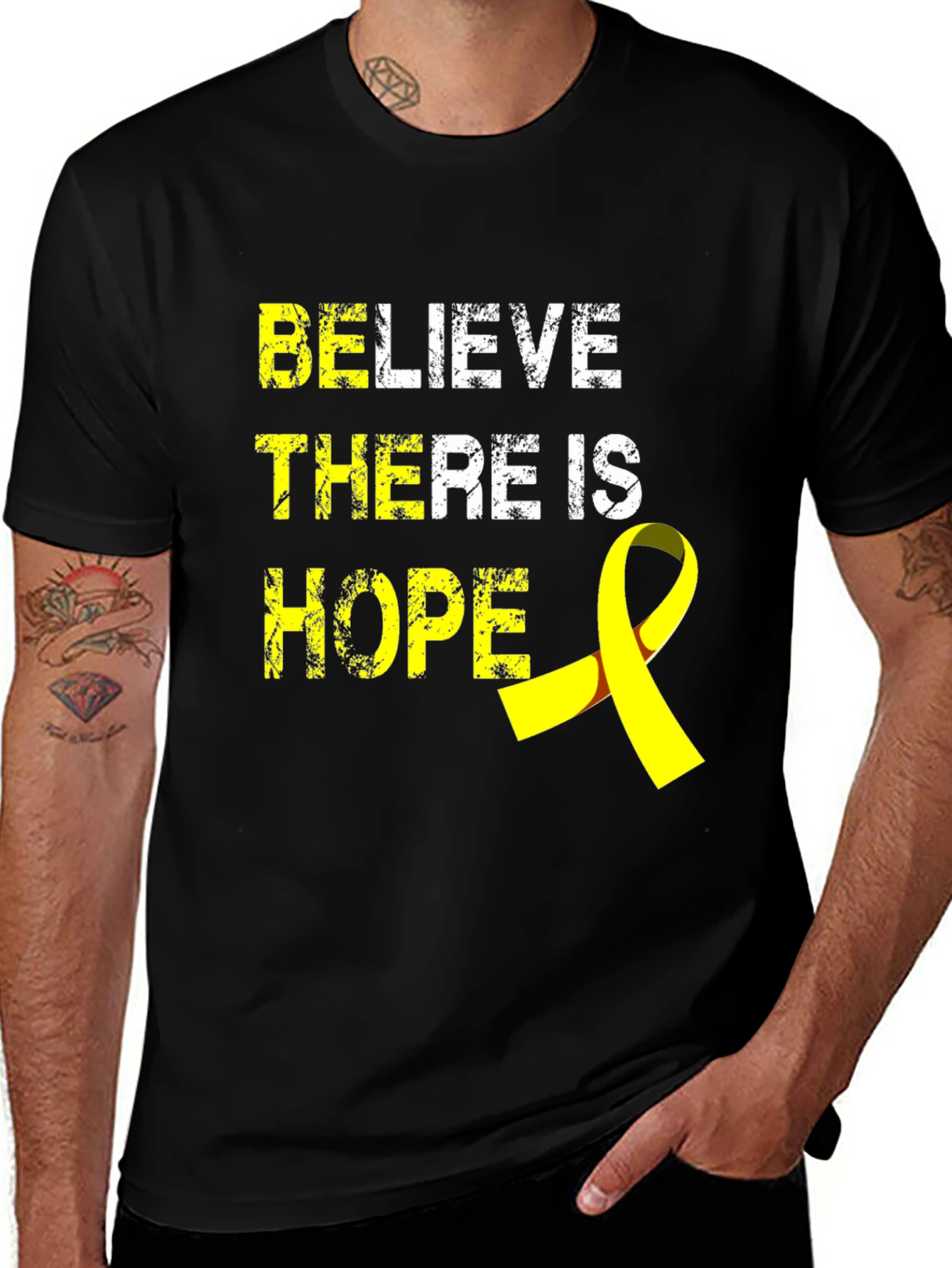 Variant 19 of Believe There Is Hope T-Shirt - Yellow Ribbon
