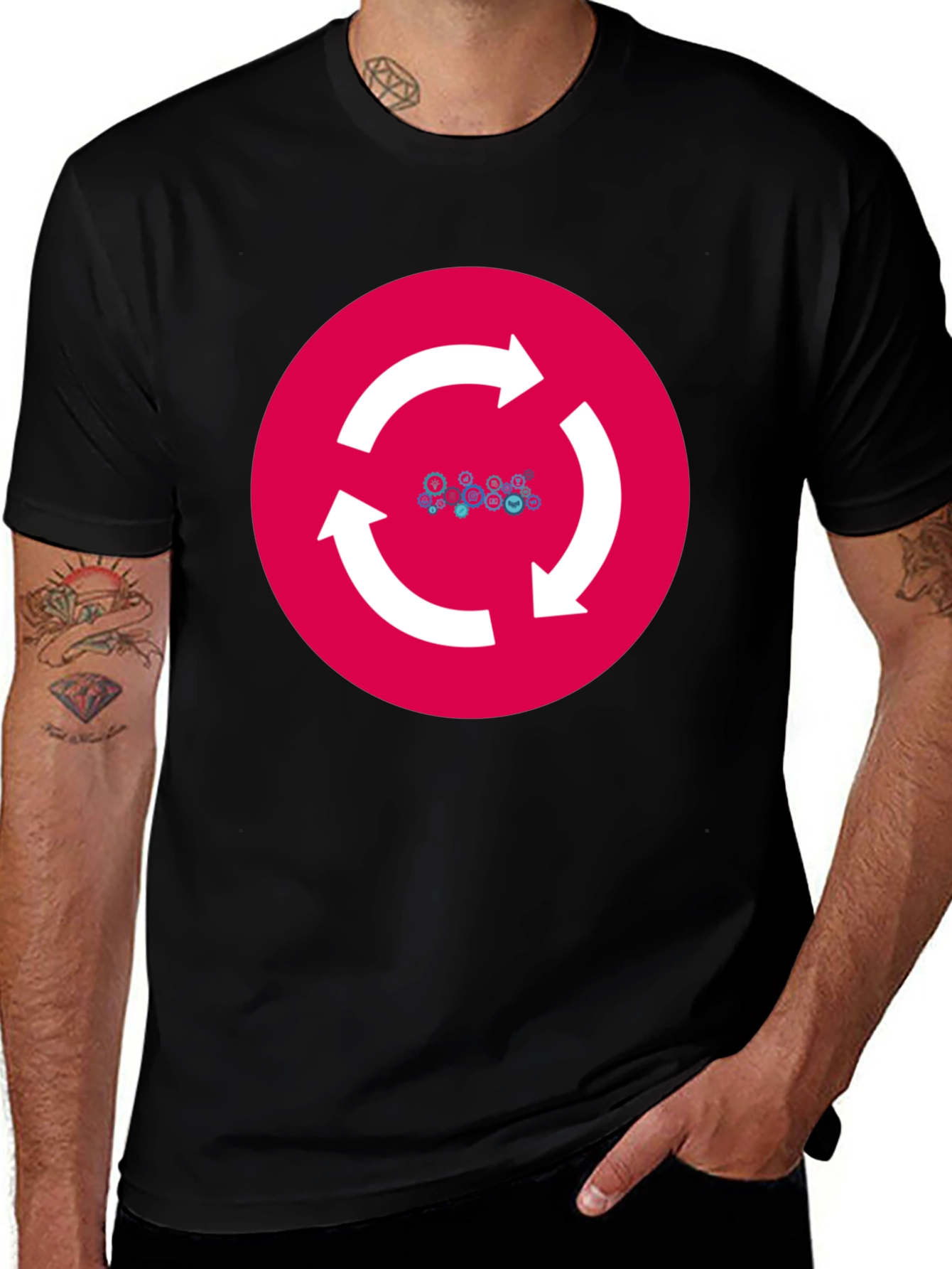 Variant 16 of Circular Arrow Graphic T-Shirt - Black