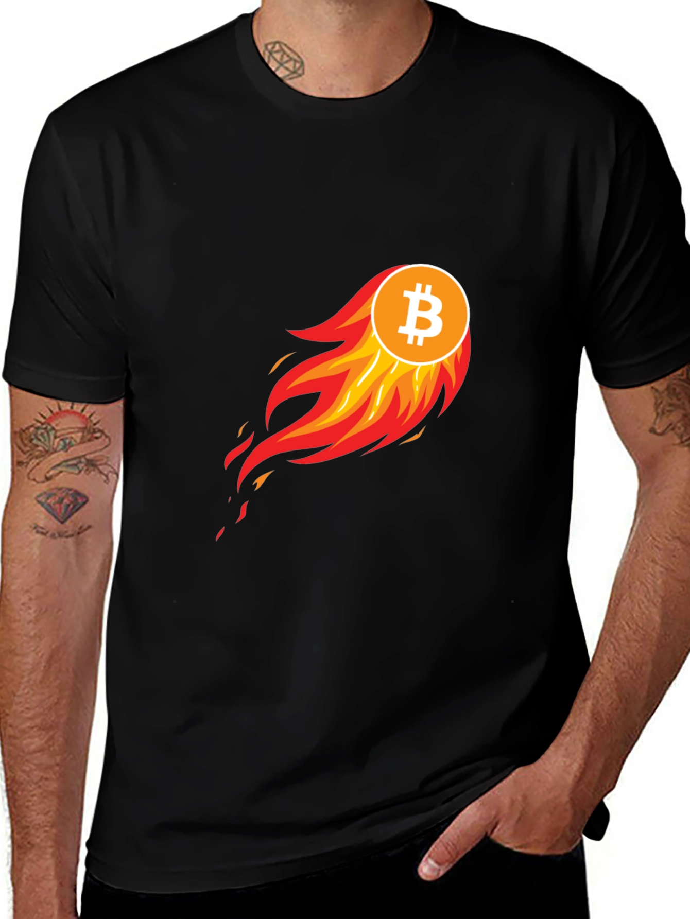 Bitcoin On Fire Graphic T-Shirt - Crypto Currency Tee