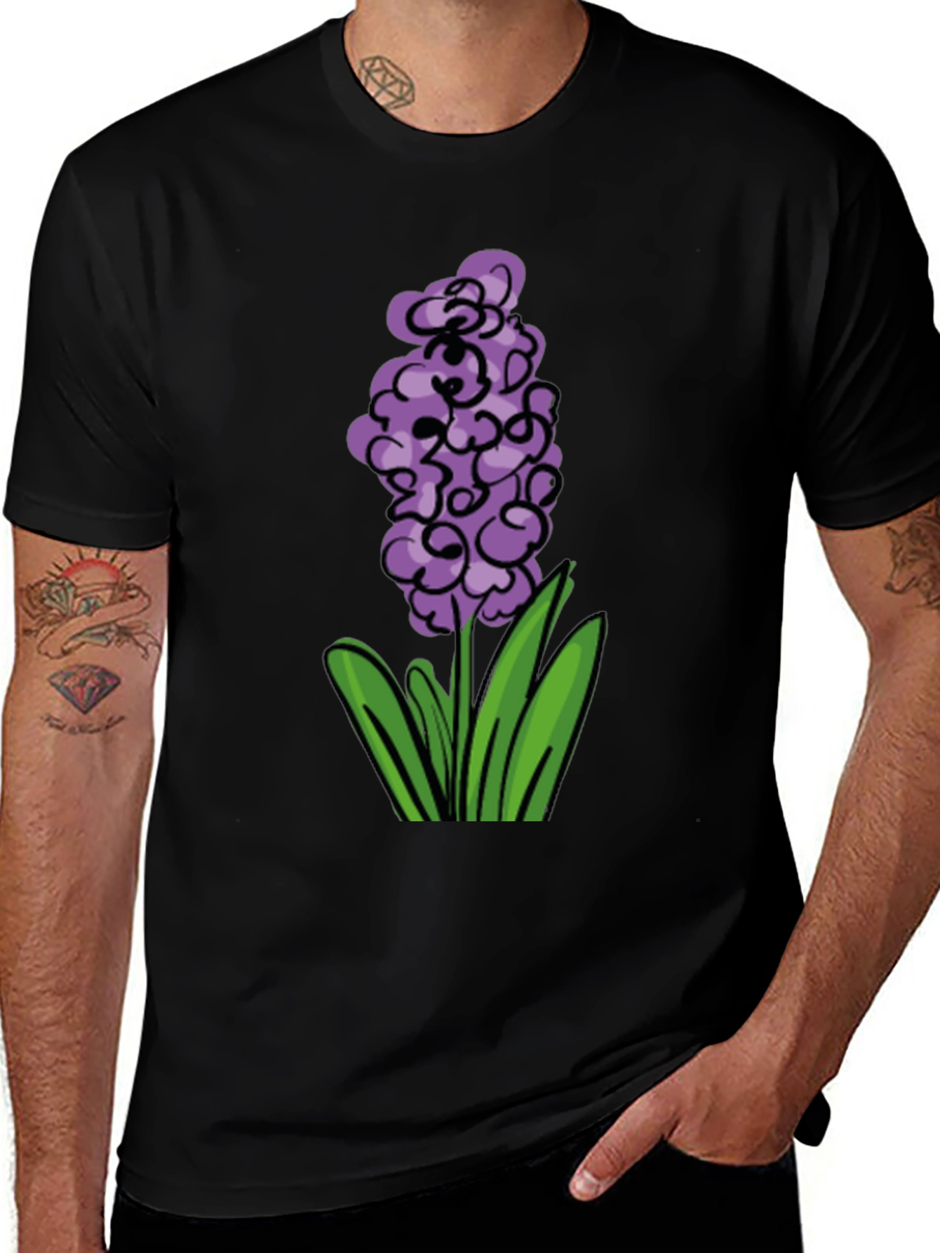 Variant 20 of Floral Graphic Tee - Purple Hyacinth Design