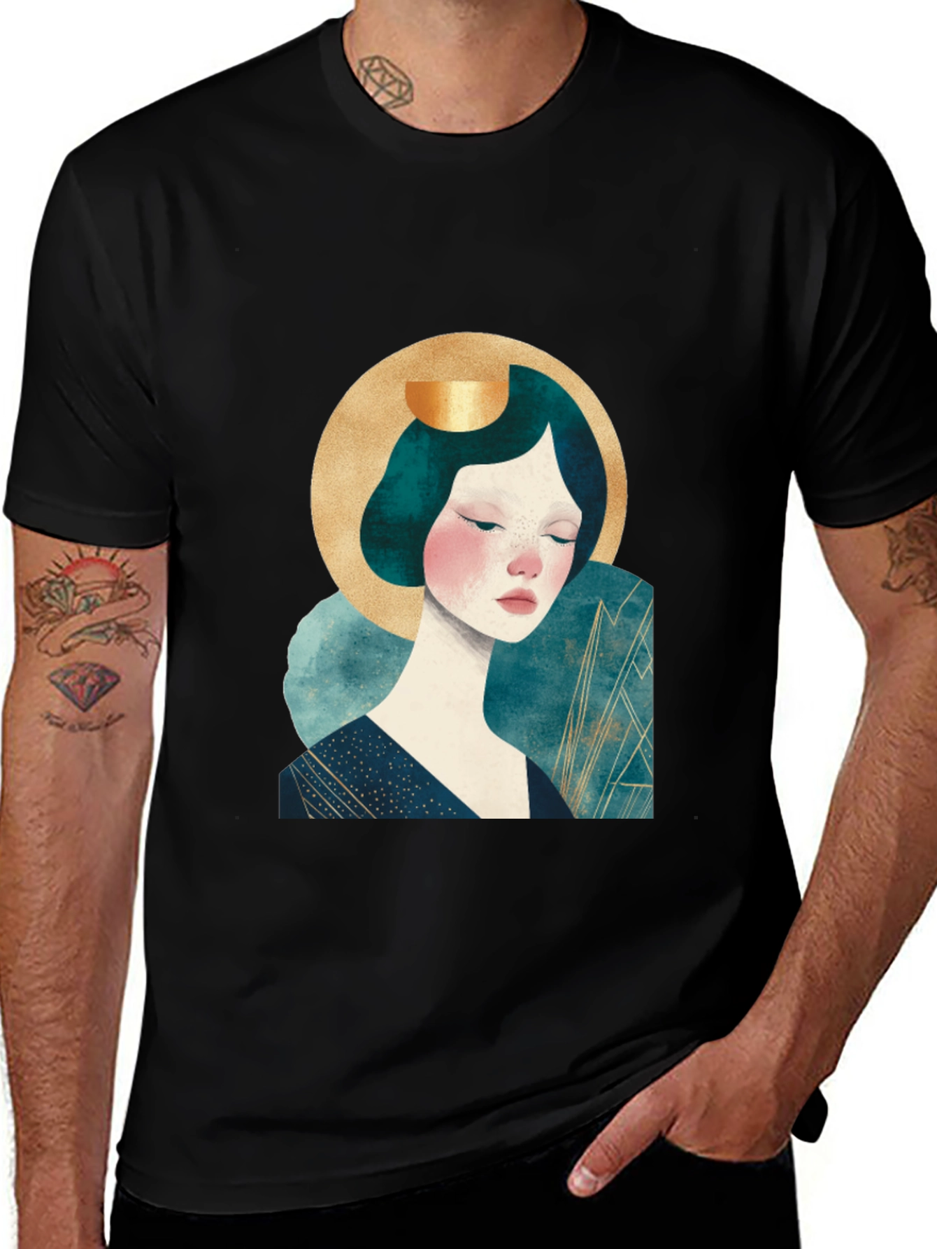 Artistic Woman Graphic Black Tee