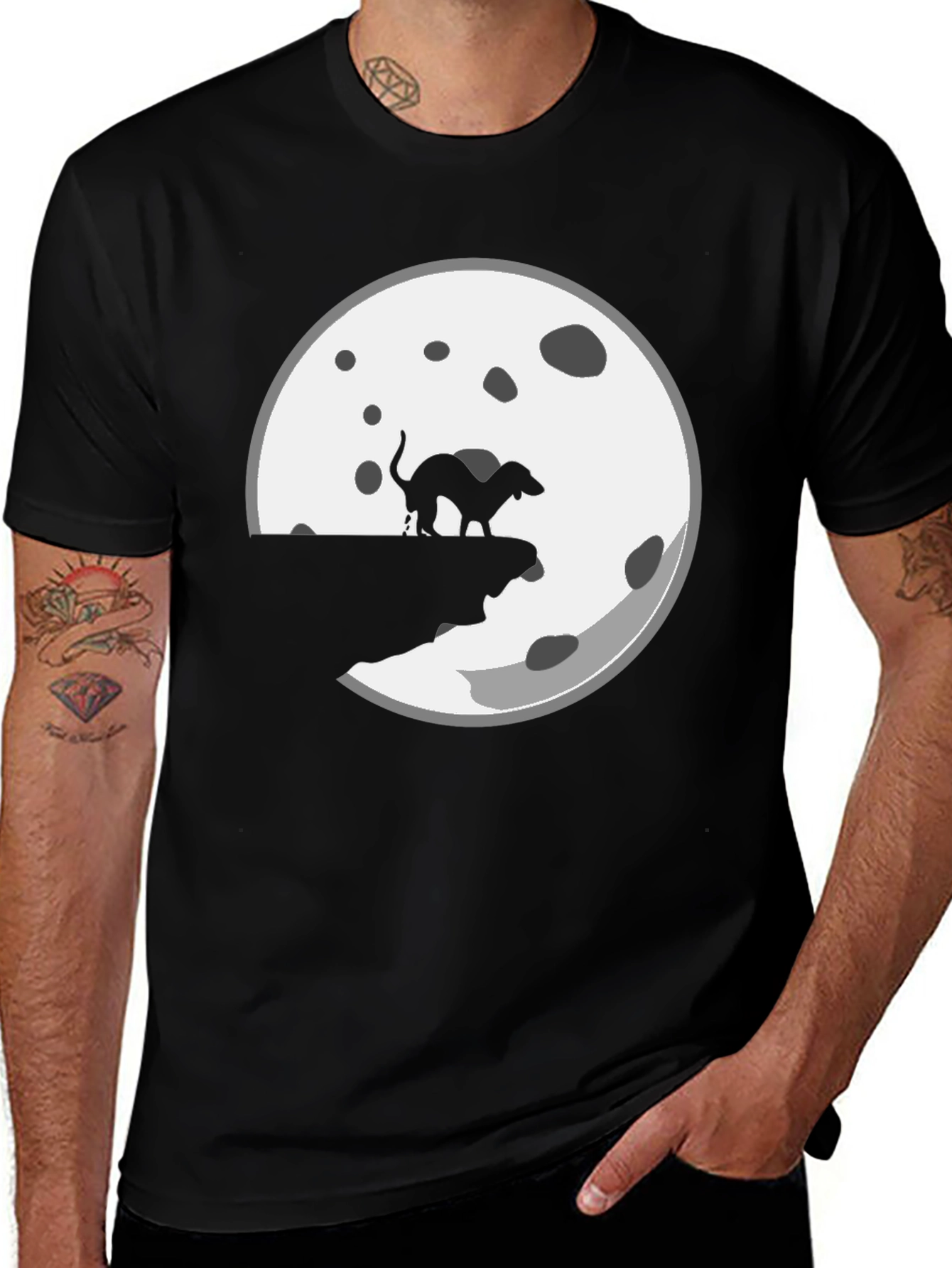 Variant 21 of Funny Dog Mooning Men's Black T-Shirt