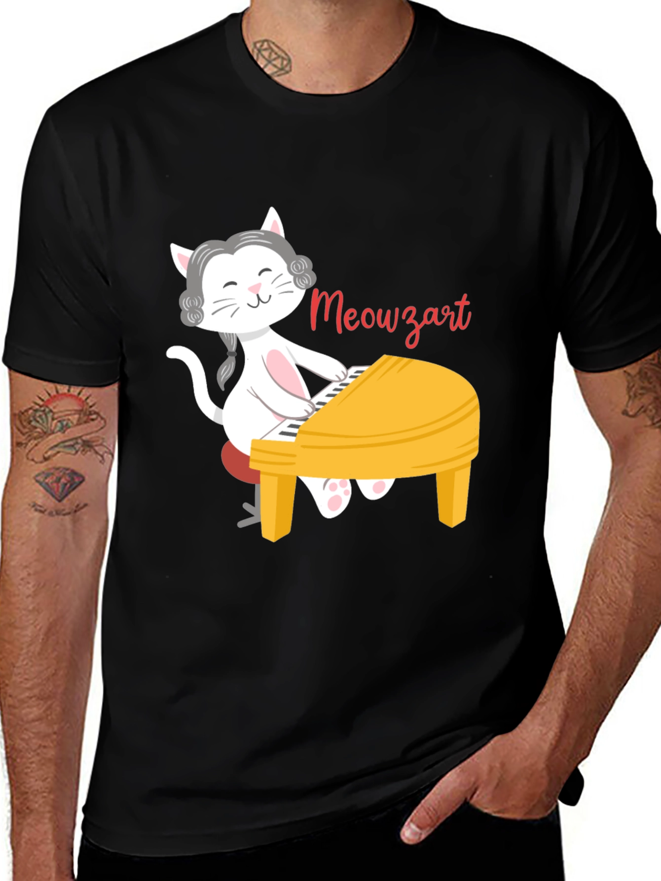 Variant 14 of Meowzart Cat Playing Piano T-Shirt