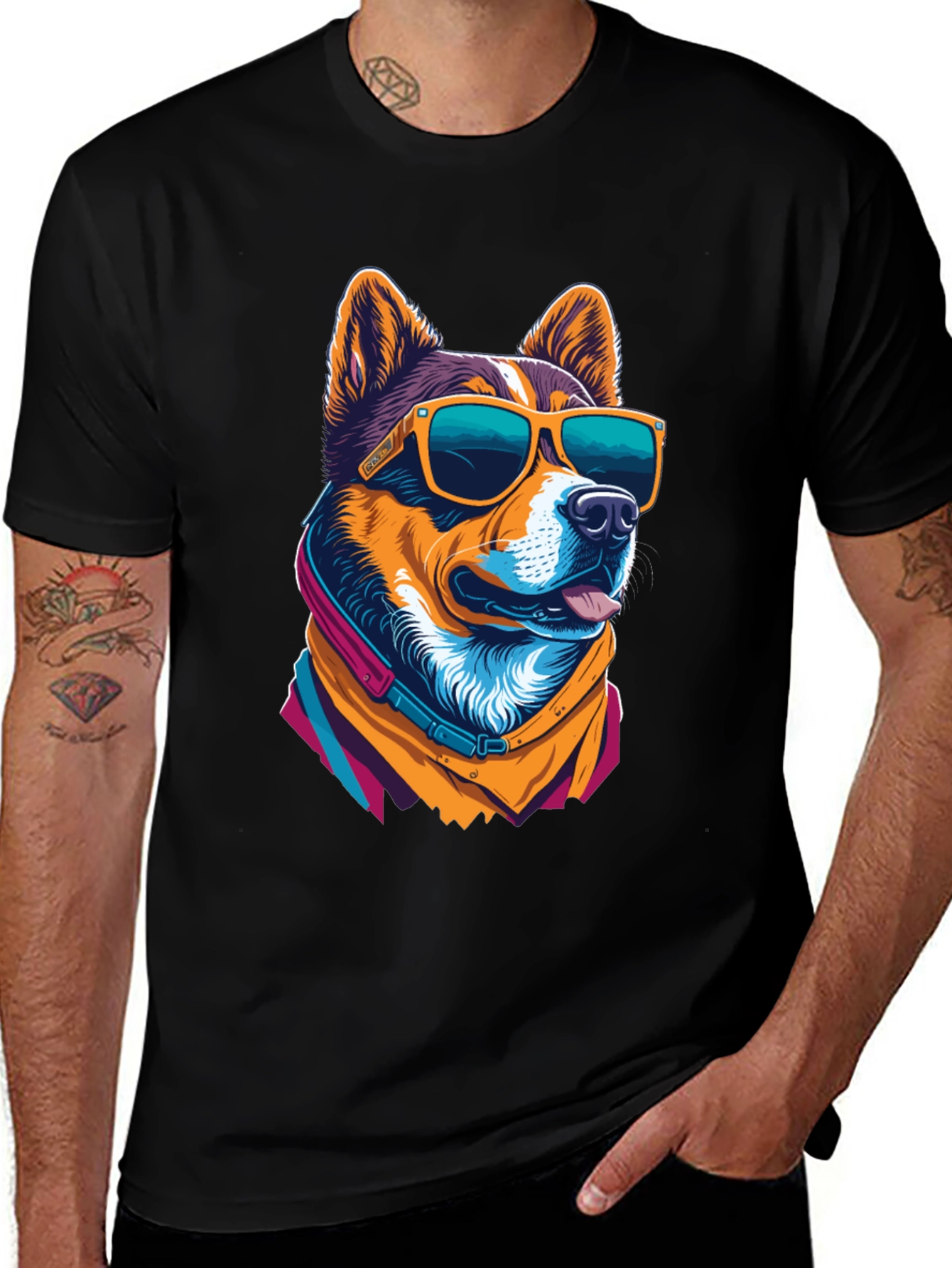 Variant 28 of Cool Dog Graphic Tee - Unisex Black Cotton T-Shirt