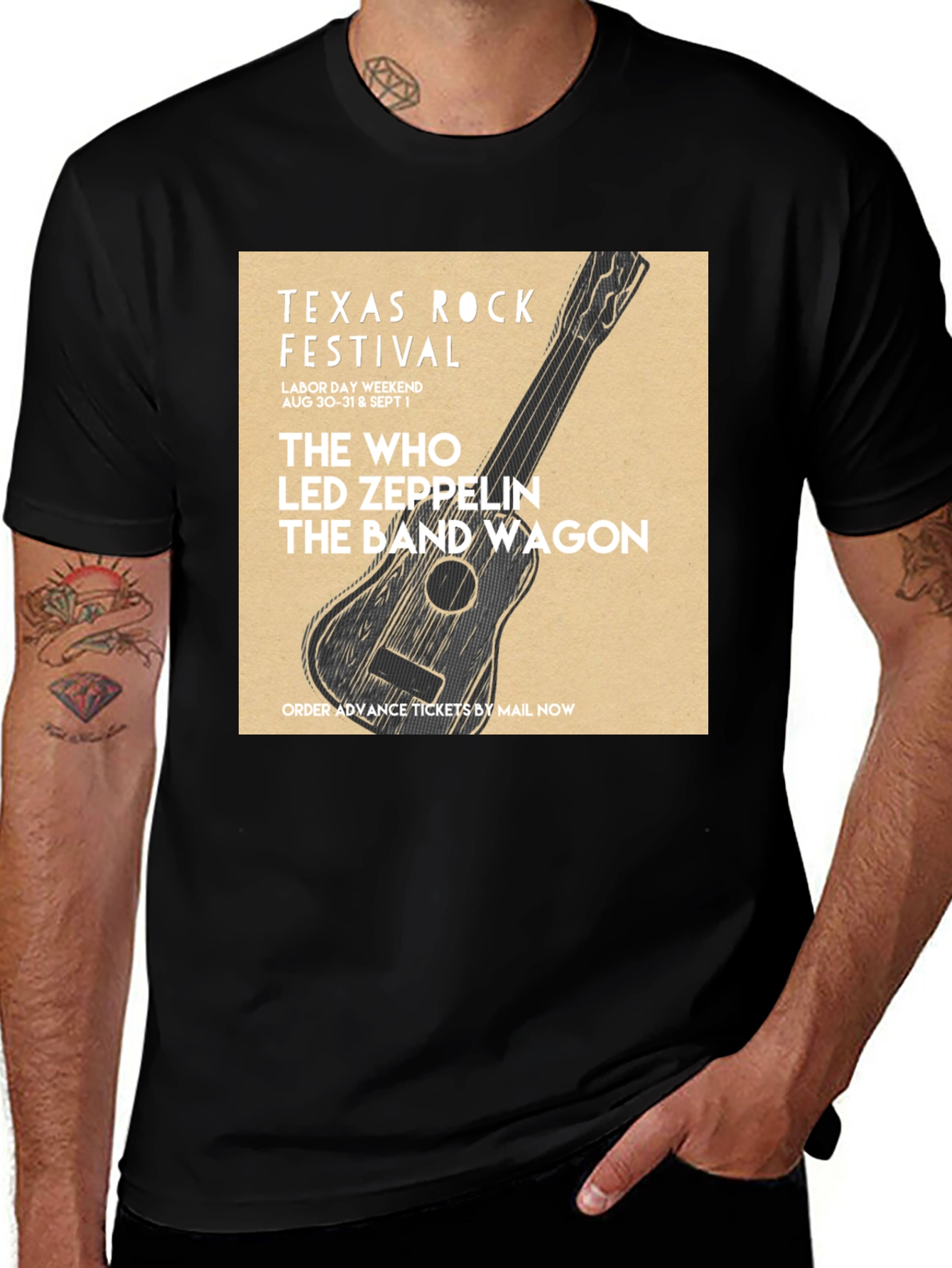 Variant 24 of Texas Rock Festival T-Shirt: The Who, Led Zeppelin, Band Wagon