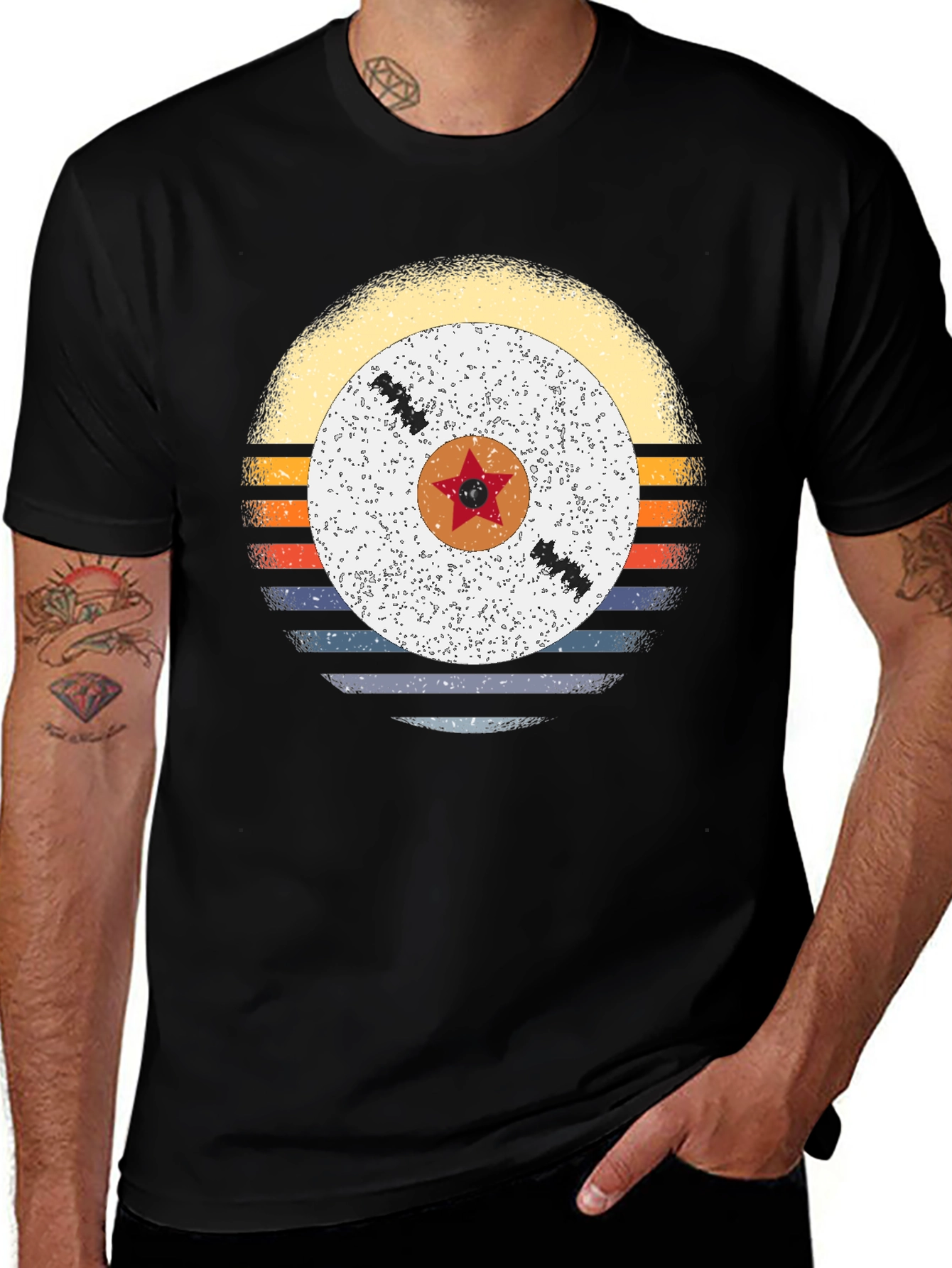 Variant 25 of Retro Sunset Vinyl Record Graphic Tee