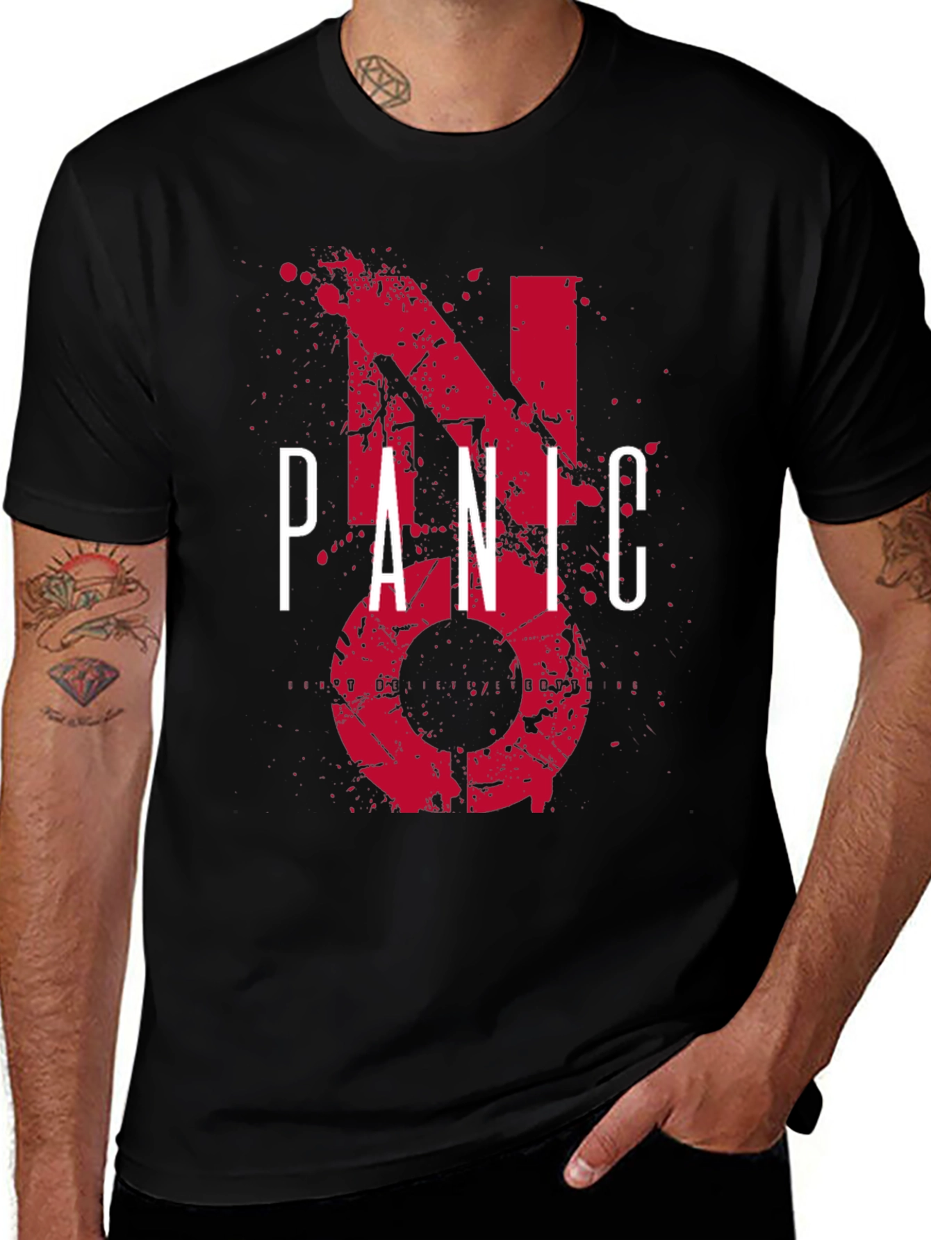 Variant 8 of No Panic Graphic Tee - Stylish Black T-Shirt