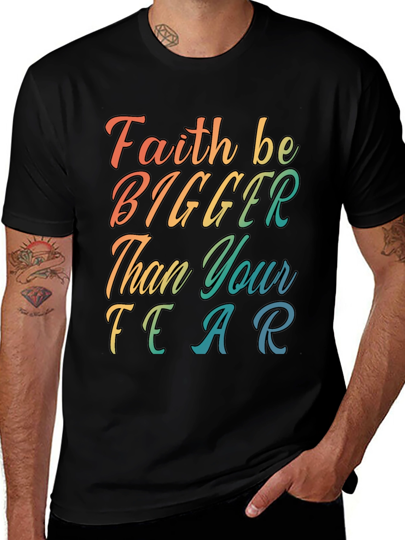 Variant 7 of Faith Bigger Than Fear Graphic Tee - Black