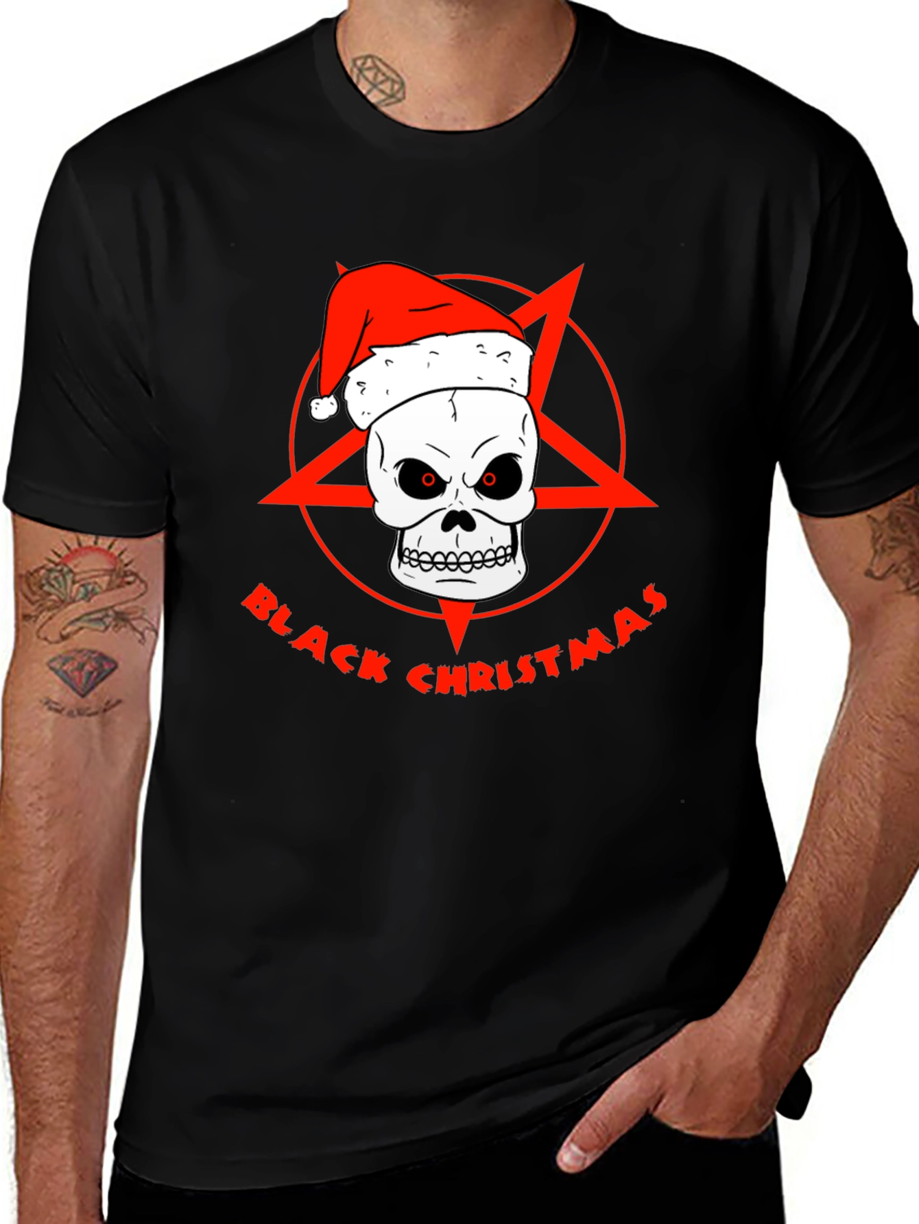 Variant 12 of Black Christmas Skull Graphic T-Shirt