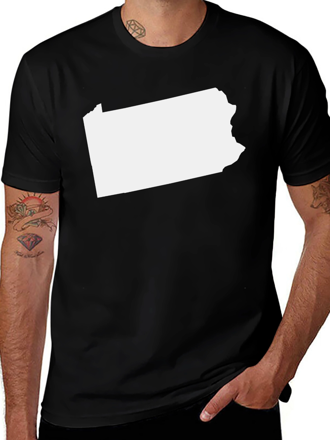 Pennsylvania State Outline T-Shirt - Black