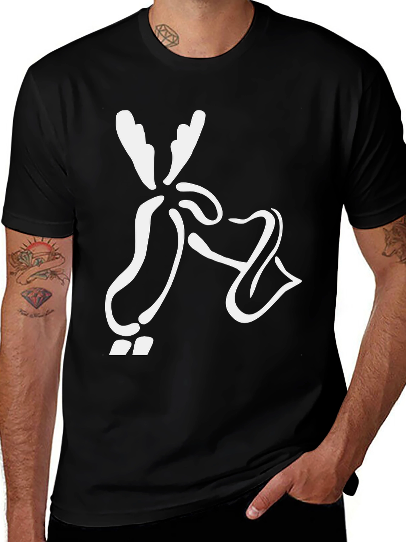 Variant 4 of Abstract Graphic Print Black T-Shirt