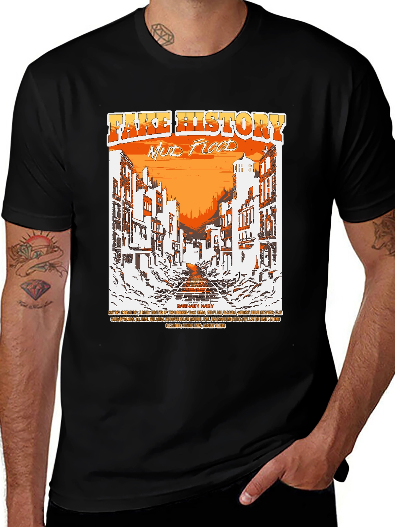 Variant 9 of Fake History Mud Flood T-Shirt Urban Graphic Tee