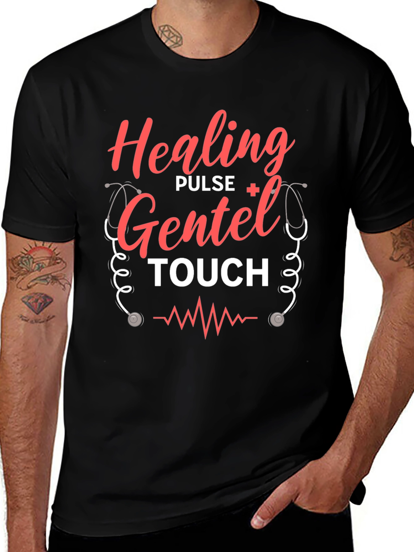 Variant 10 of Healing Pulse Gentel Touch T-Shirt - Black