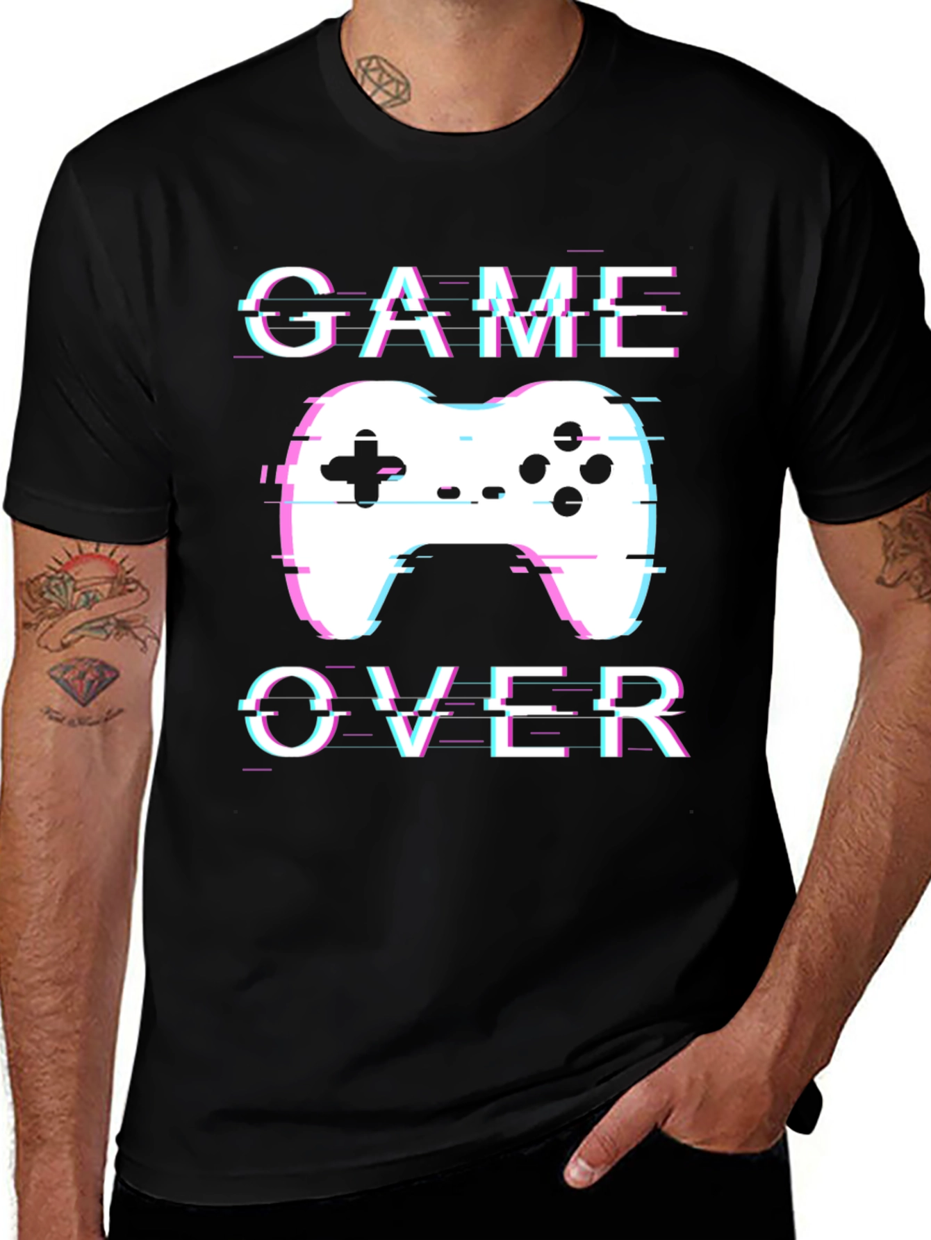 Variant 8 of Game Over Glitch Graphic Black T-Shirt