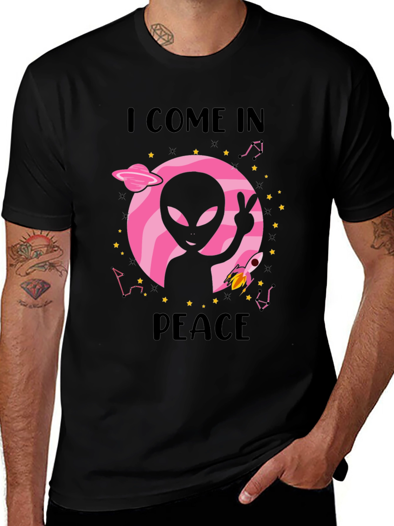 Variant 19 of I Come In Peace Graphic Tee
