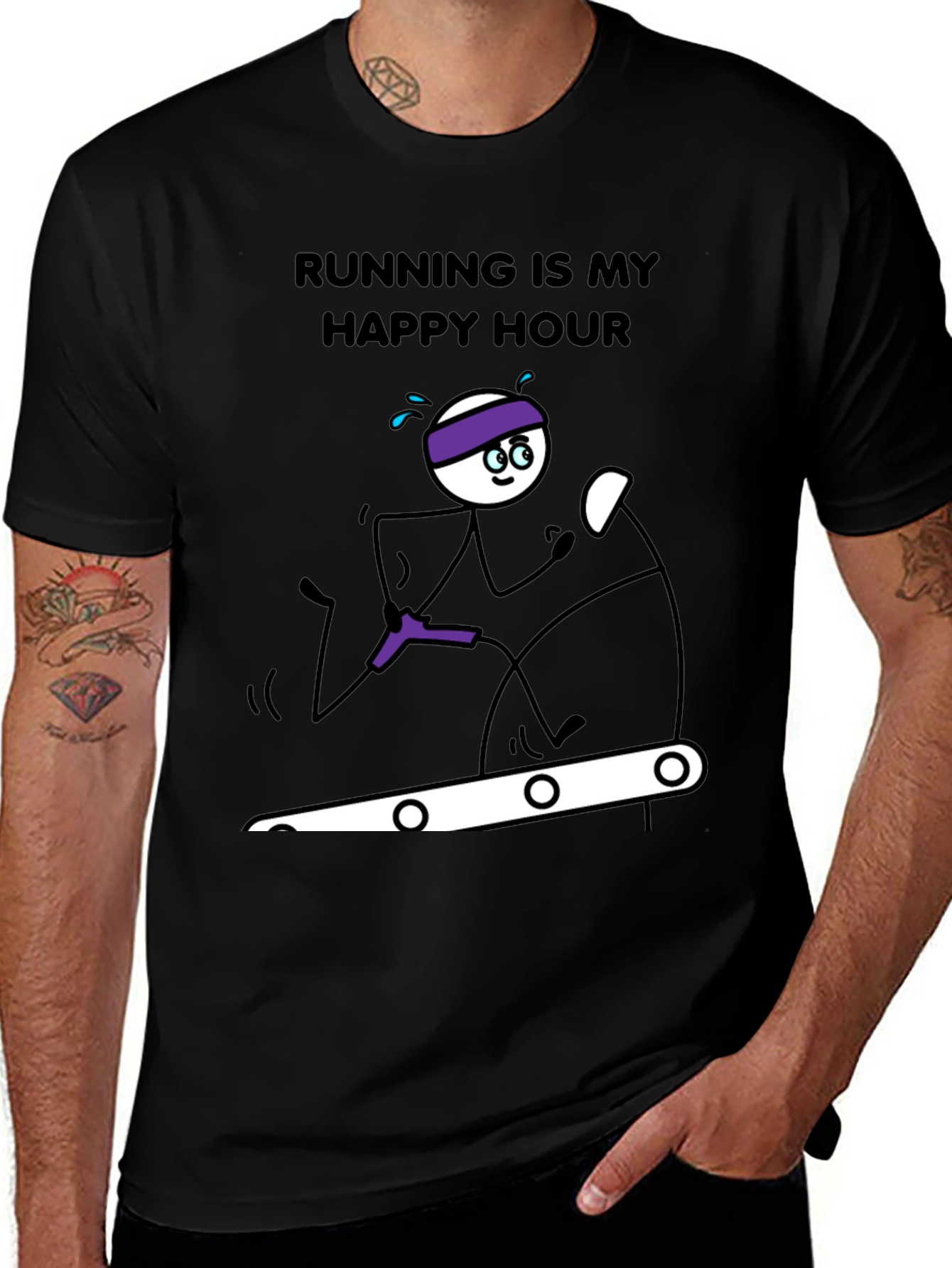 Black Running is My Happy Hour T-Shirt main image