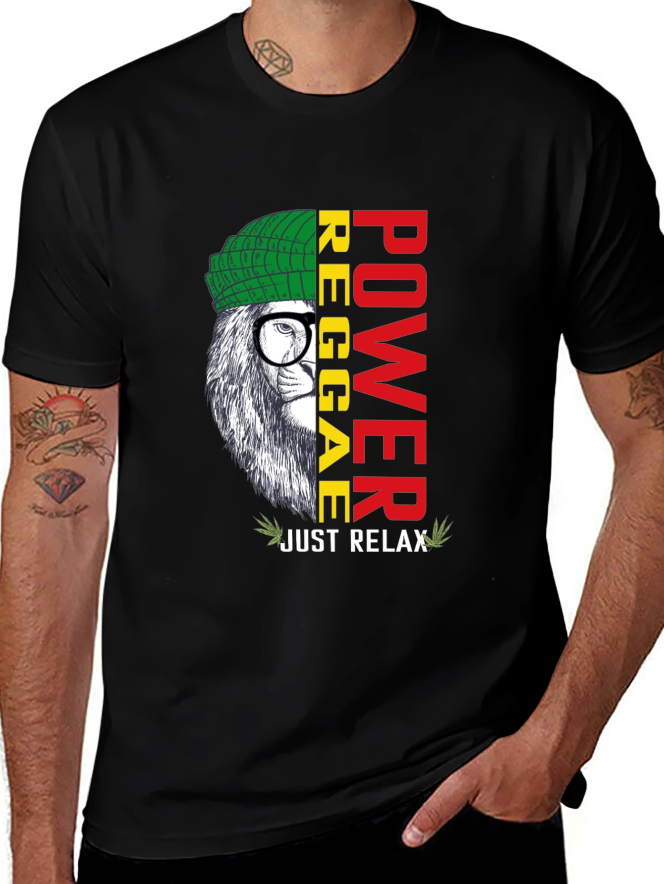 Variant 26 of Reggae Power Lion Graphic Tee - Just Relax T-Shirt
