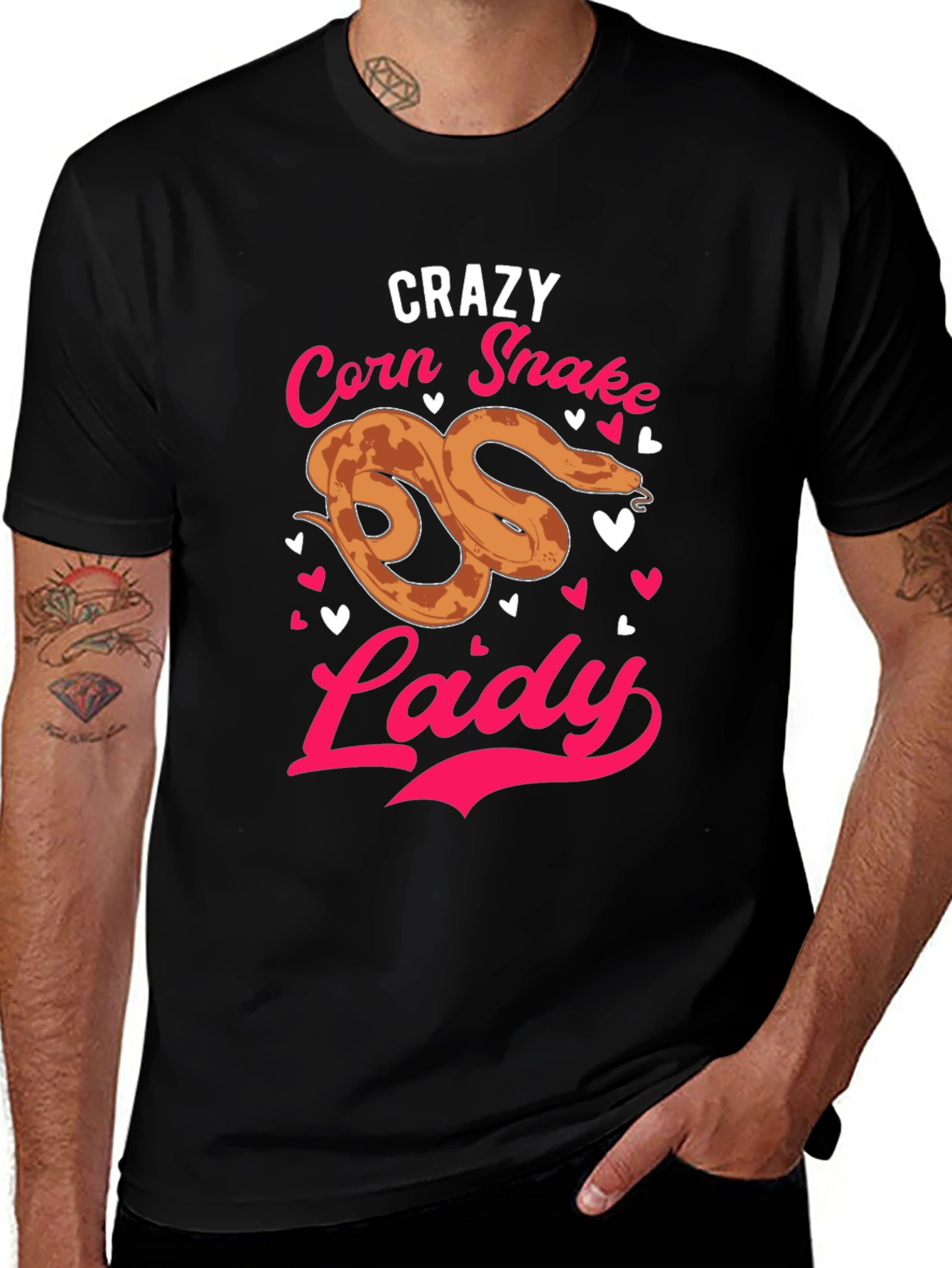 Variant 7 of Crazy Corn Snake Lady T-Shirt - Novelty Reptile Lover Tee