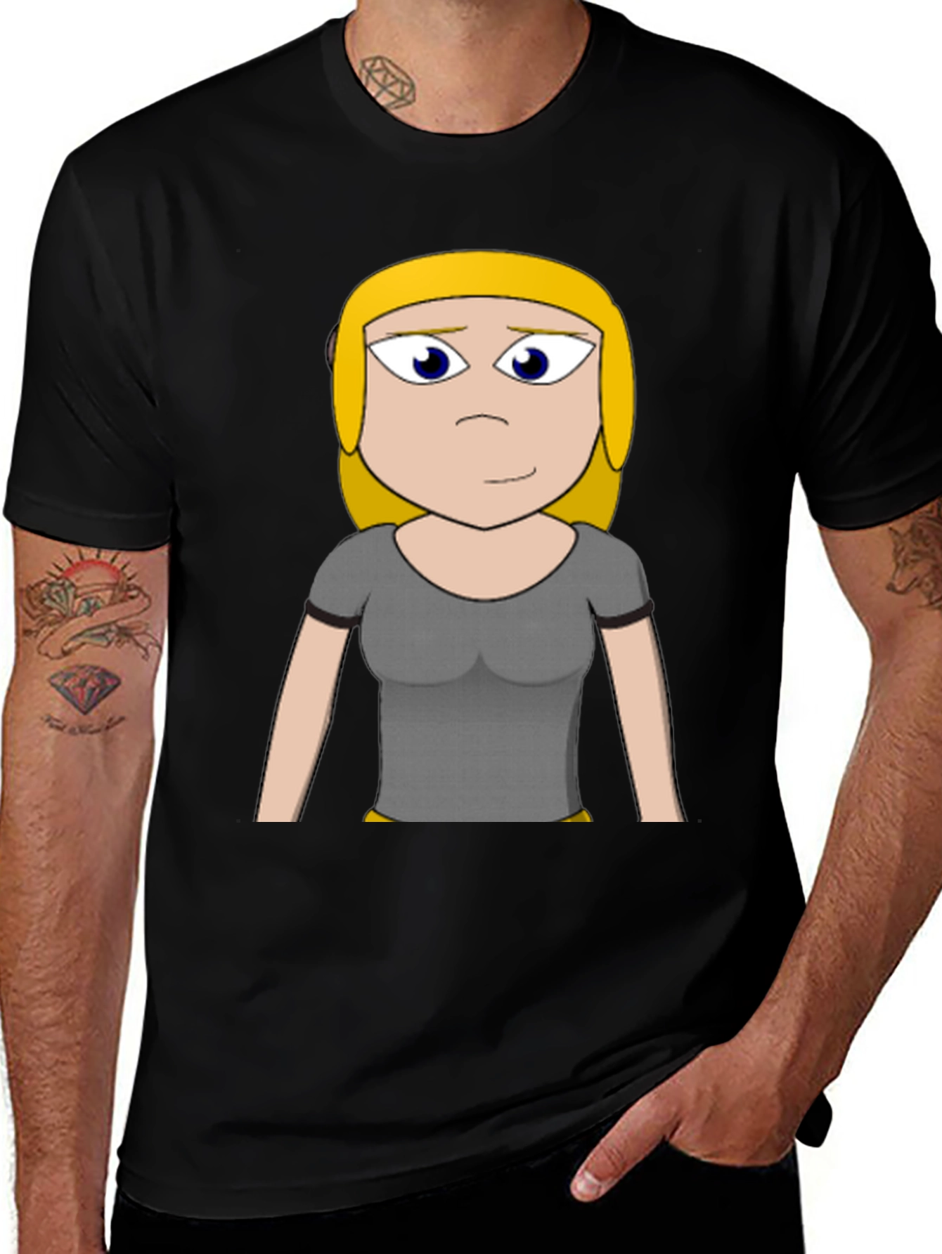 Variant 21 of Cartoon Girl Black T-Shirt