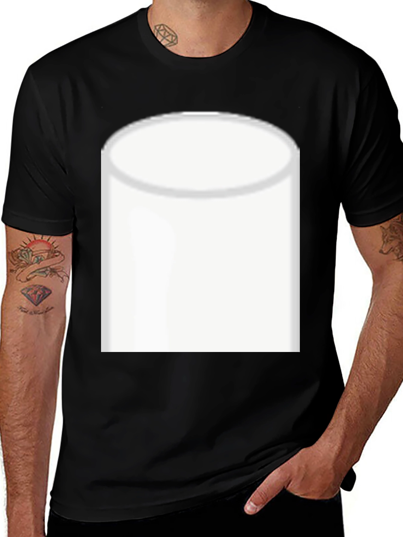Minimalist White Cylinder Graphic T-Shirt