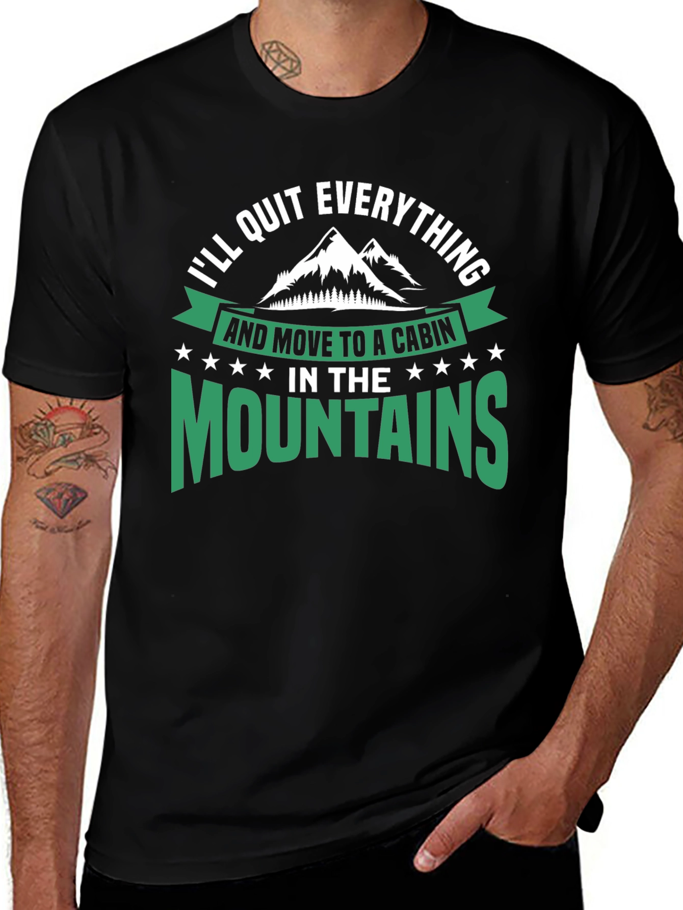 Variant 23 of Cabin in the Mountains Graphic T-Shirt