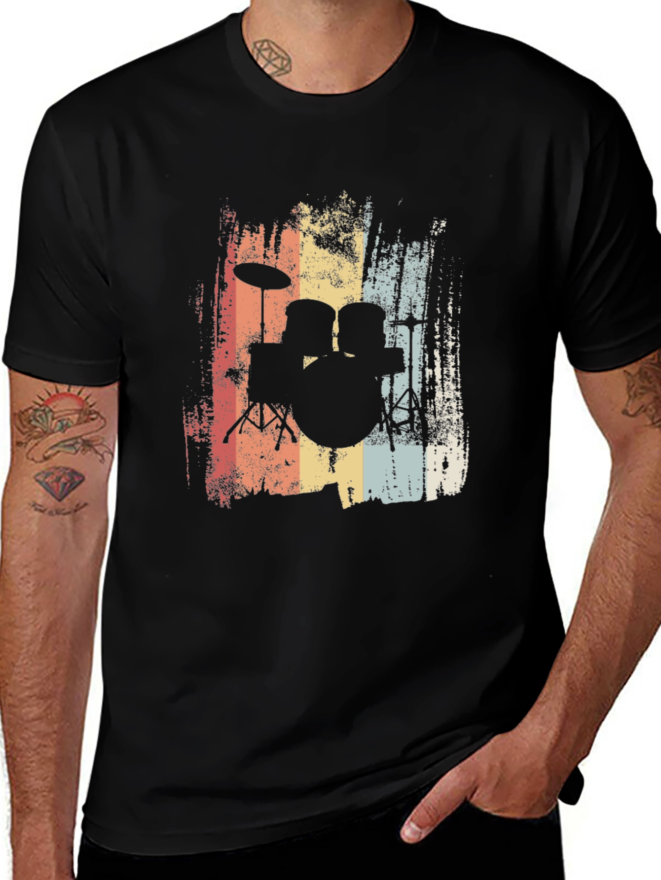 Variant 17 of Retro Drum Set Graphic Tee - Vintage Music Lover T-Shirt