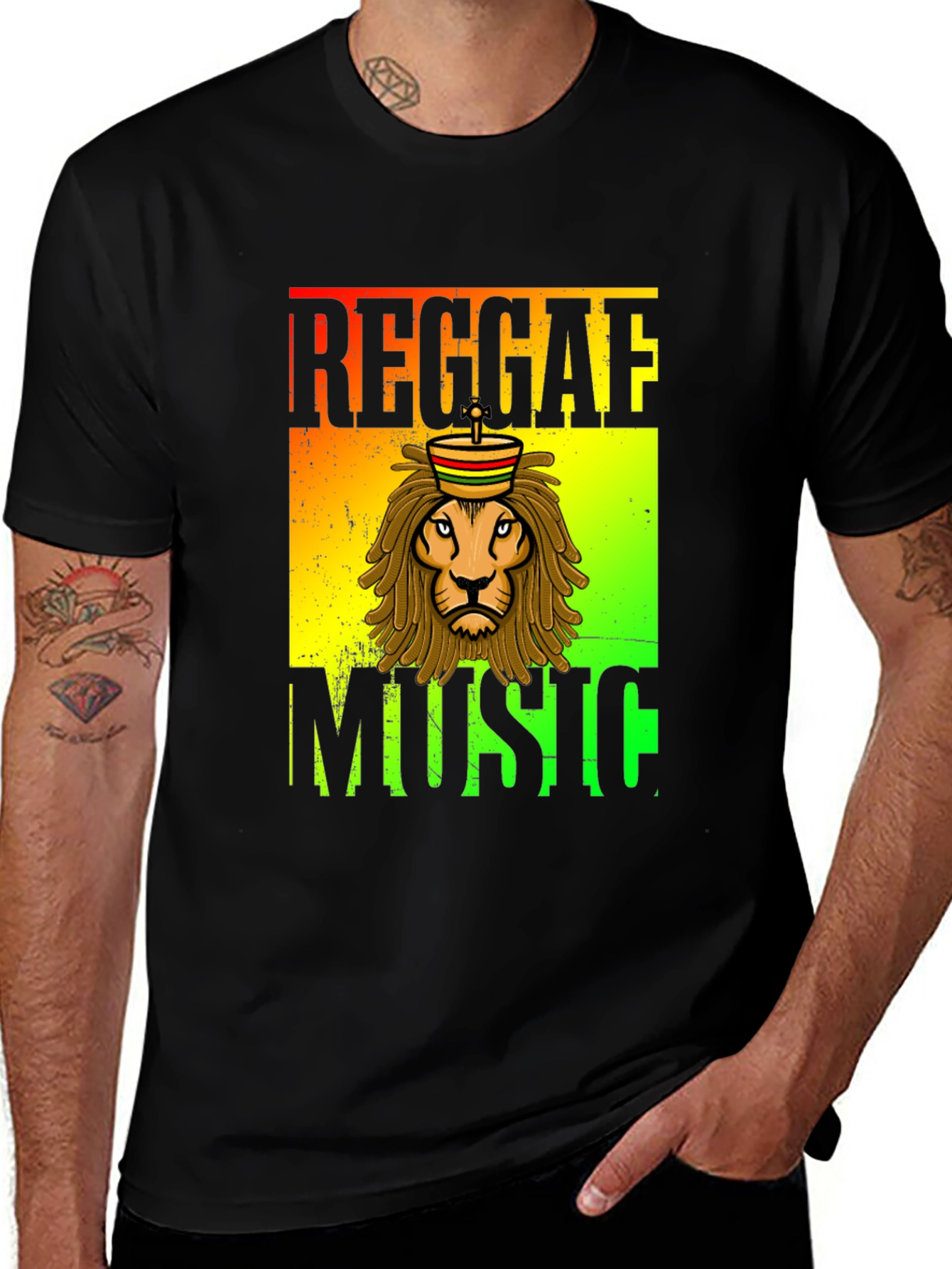 Reggae Music Lion Graphic T-Shirt - Rasta Vibes