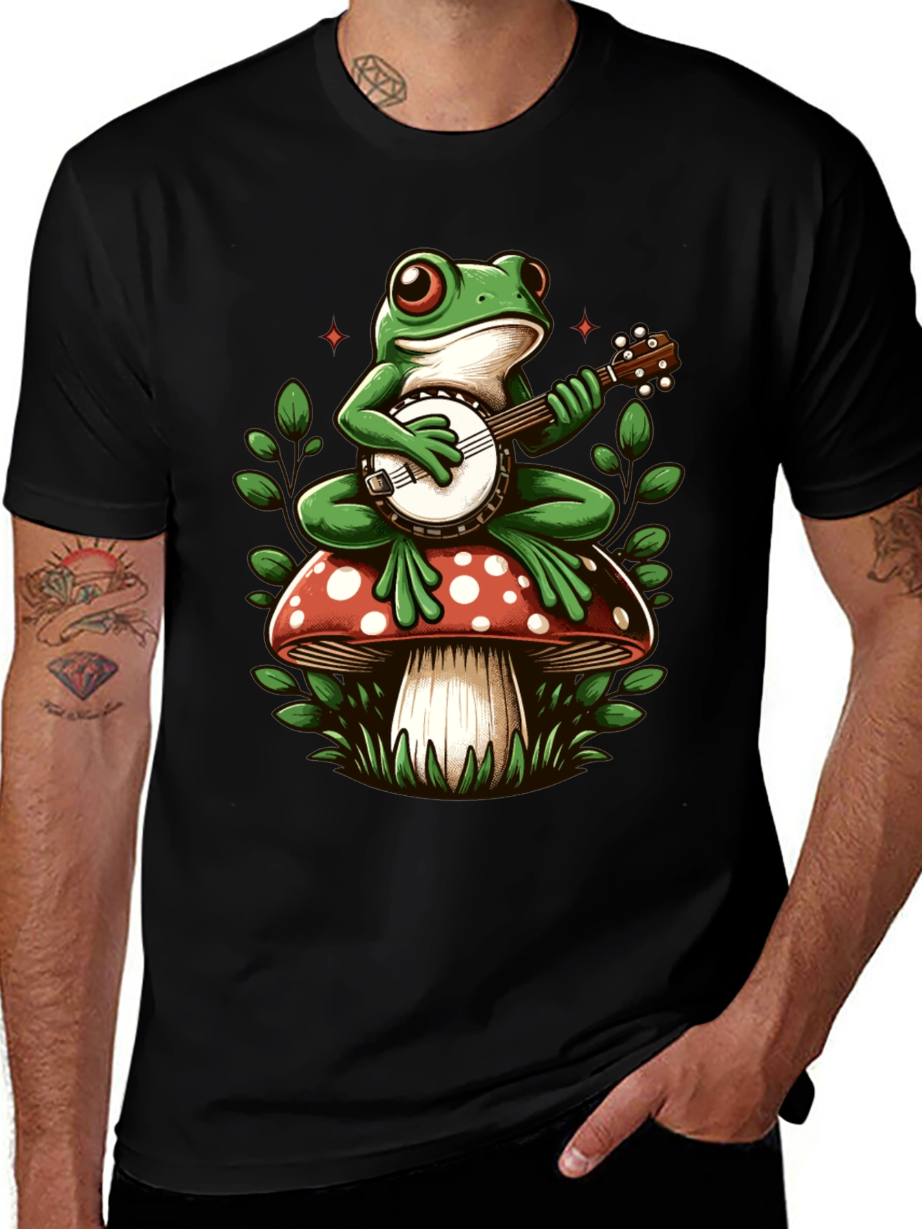 Variant 13 of Frog Banjo Mushroom Graphic Tee